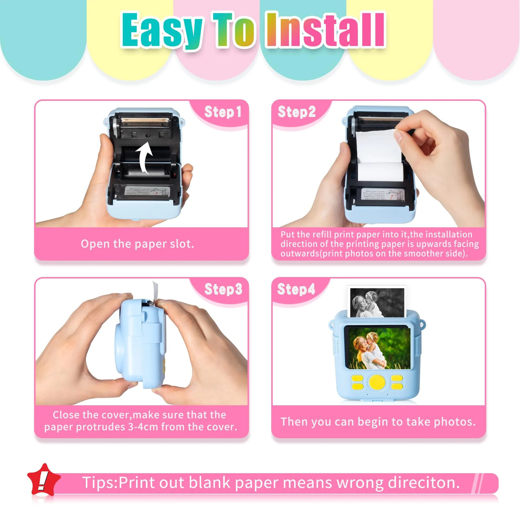 12 Rolls Instant Print Camera for Kids Refill Print Paper - Hikkon Thermal Print Paper Rolls Photo Print HD Printing for Most Kids Instant Camera (White) White - Image 7