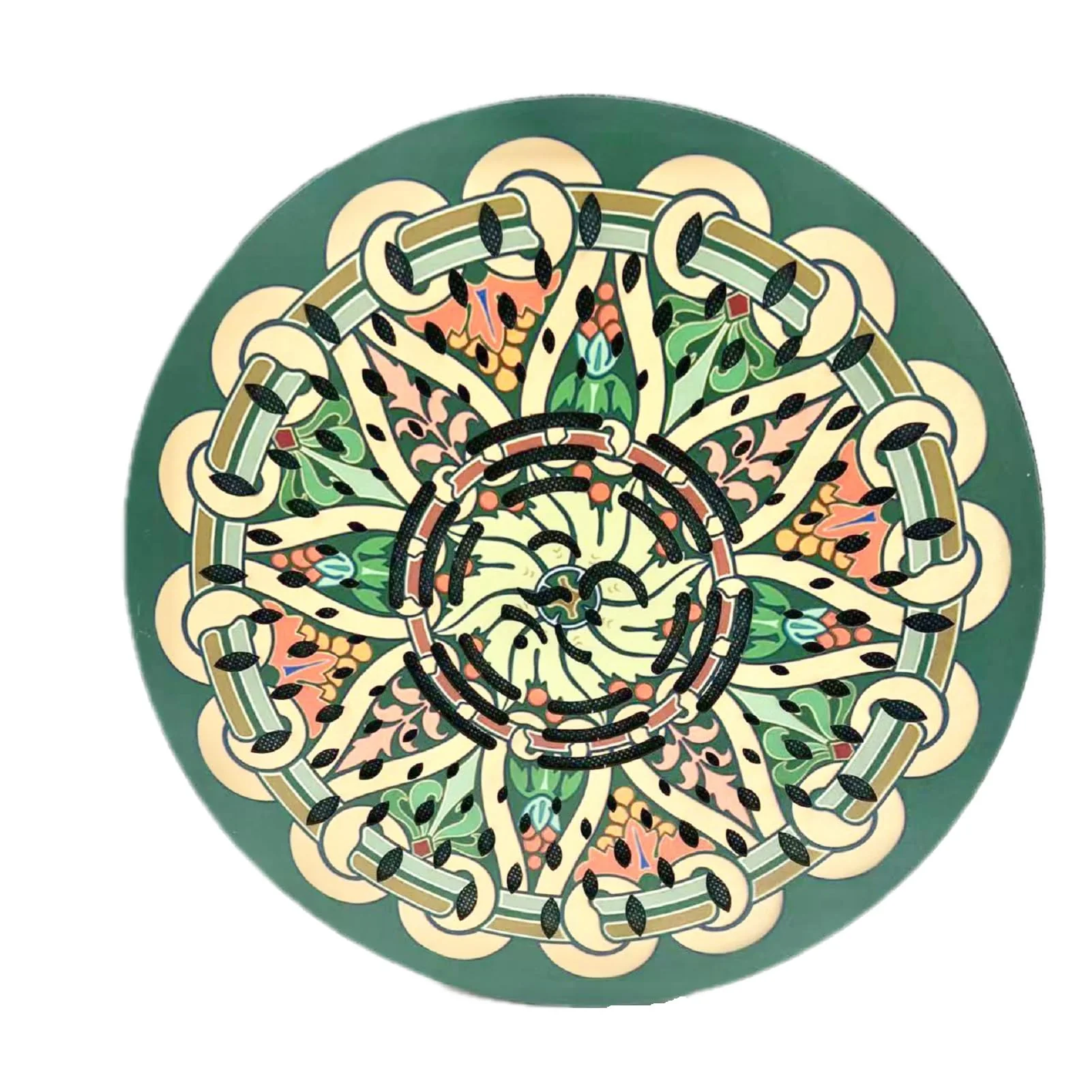 12INCH Ocean Drum,Sound Healing,Rain Disk "Water-Fall",Onomatopoeic Music,Gift For Yoga Meditation Performance Accompaniment(Green Flower) Green Flower