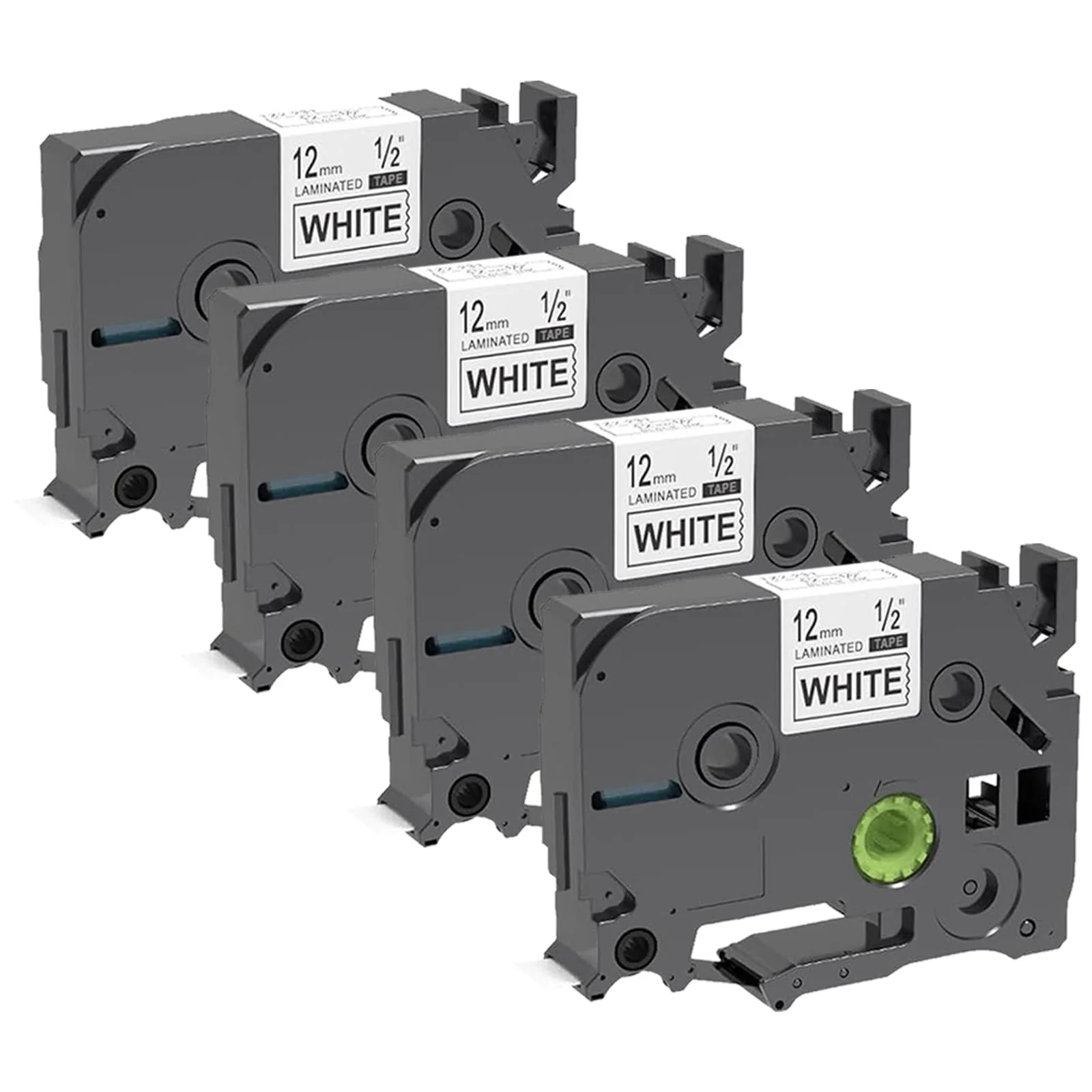 12mm 0.47 Laminated White Label Tape Relpacement for TZe-231 Brother Label Maker Tape, AZe Black on White Label Tape Compatible with Brother P Touch Label Maker PT-D210 PT-H110 PT-D220 PT-D400, 4 Pack