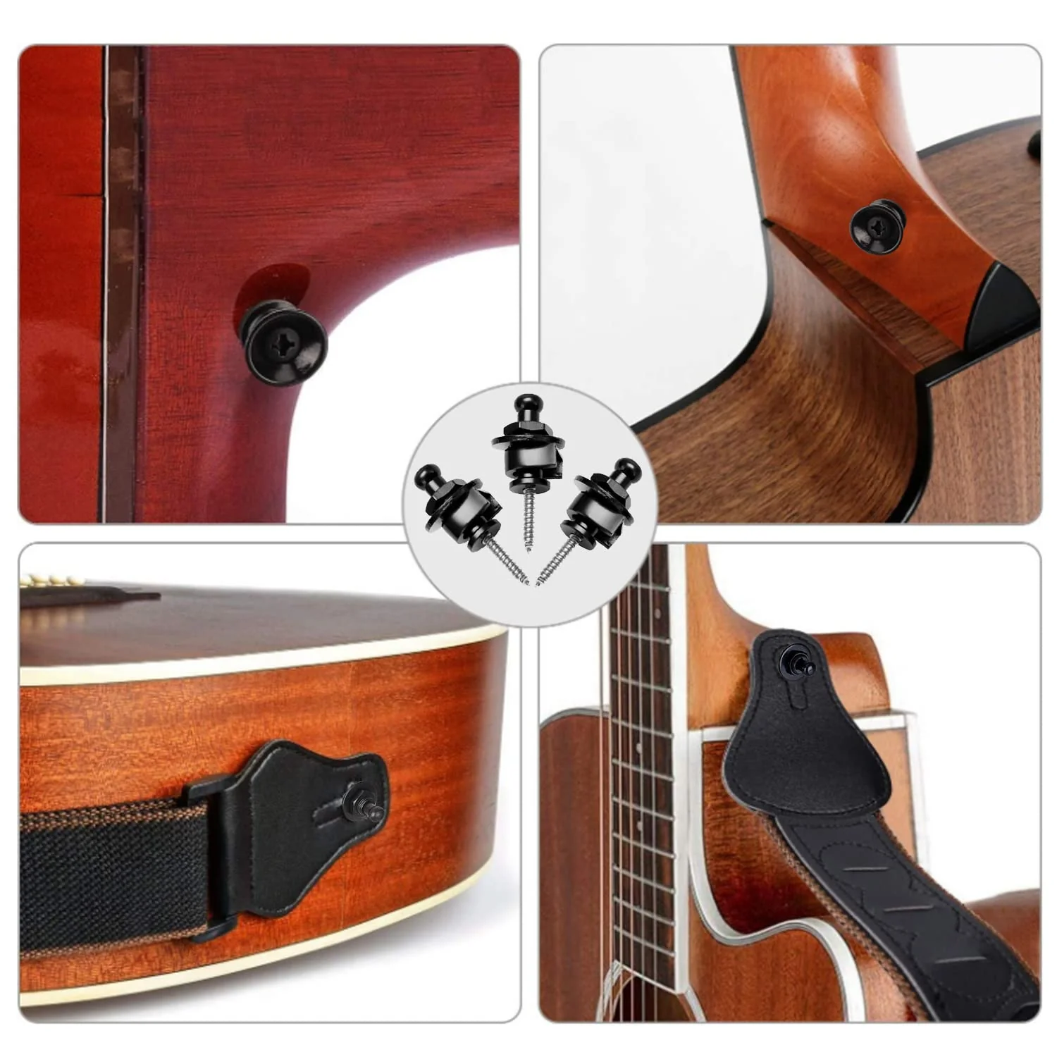 12Pcs Guitar Strap Locks and Buttons, Guitar Strap Locks Set Guitar Strap Lock Buttons, Metal Guitar Strap Buttons Locks, Metal Button Security Straplock for Electric Acoustic Guitar, Bass, Ukulele - Image 8