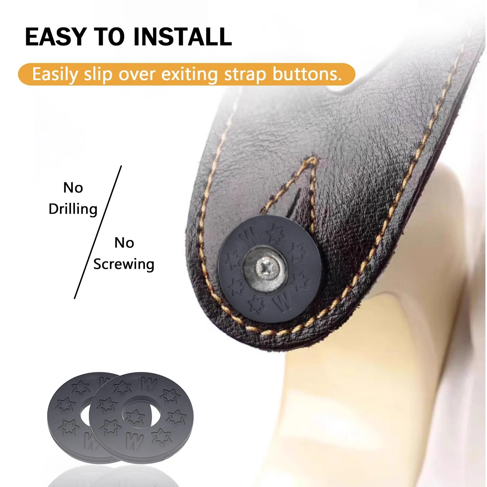 12pcs Guitar Strap Locks Guitar Strap Holder Sturdy Synthetic Rubber Guitar Strap Blocks Guitar Protector Block (Black) - Image 3