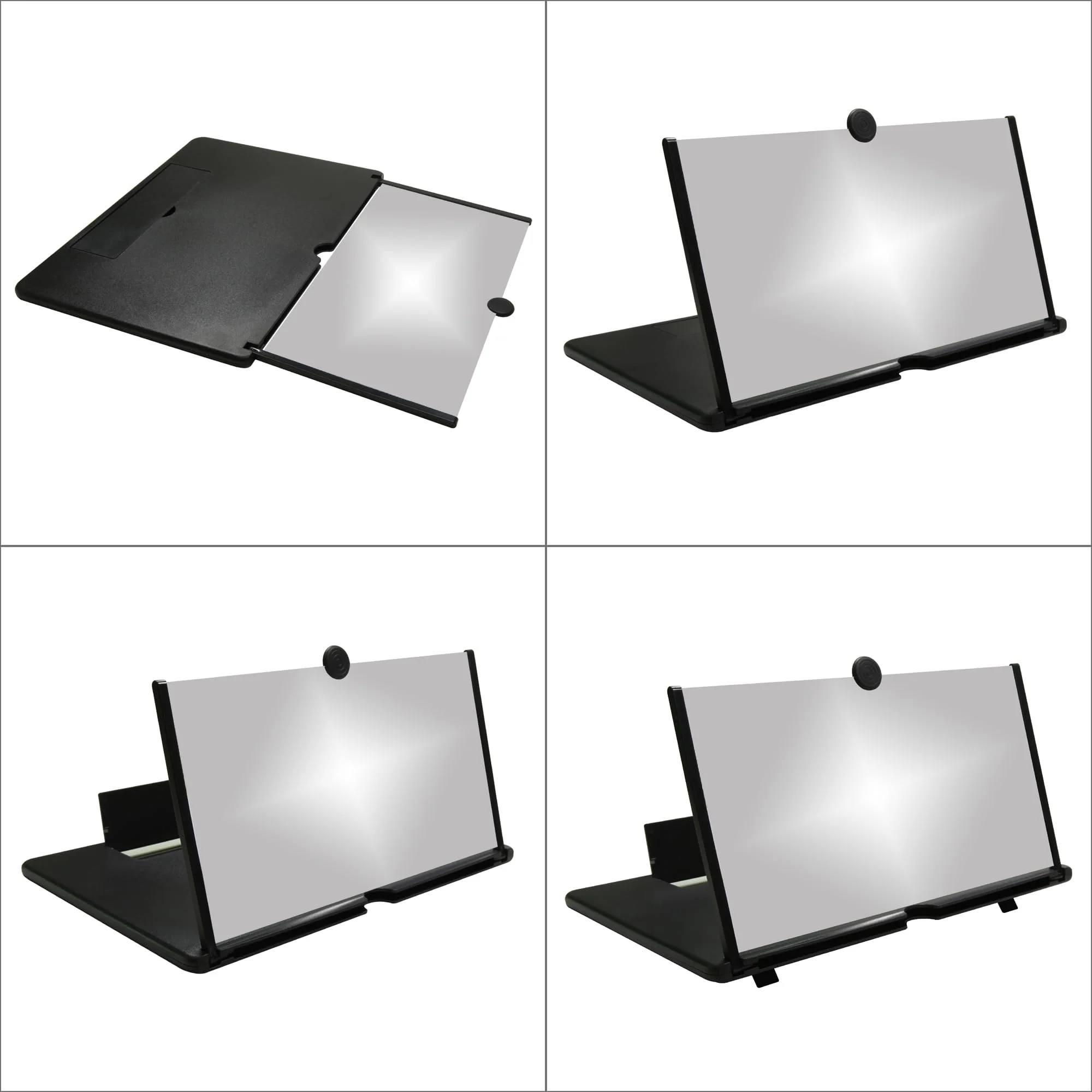 12"Screen Magnifier Amplifier,3D HD Mobile Phone Magnifier Projector Screen for Movies,Videos,and Gaming.Foldable Mobile Phone Holder with Screen Magnifier,Supports All Smartphones,A Smart Gift(Black) Black - Image 3