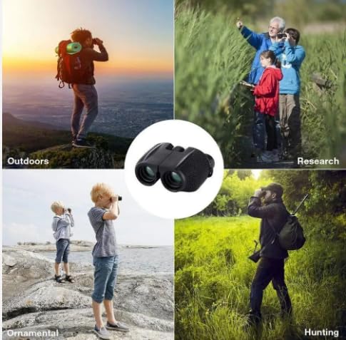 12x25 Compact Binoculars for Adults and Kids - Large Eyepiece Waterproof Binoculars for Bird Watching - High Powered Easy Focus Binoculars with Low Light Vision for Outdoor Hunting Travel - Image 3