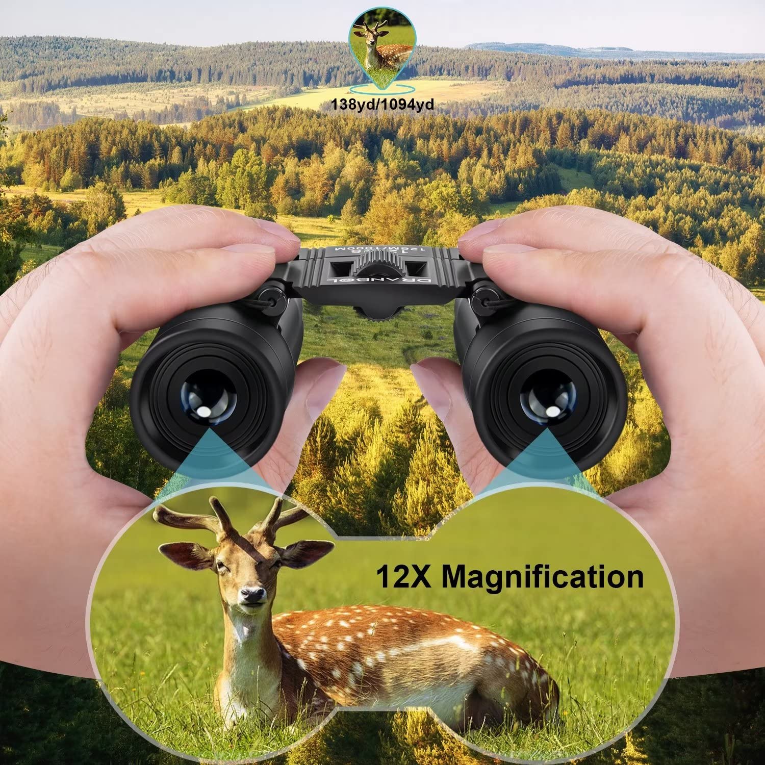 12X25 Mini Pocket Binoculars for Adults Kids, Small Compact Binoculars for Bird Watching, Opera Concert 12X25-Black - Image 4