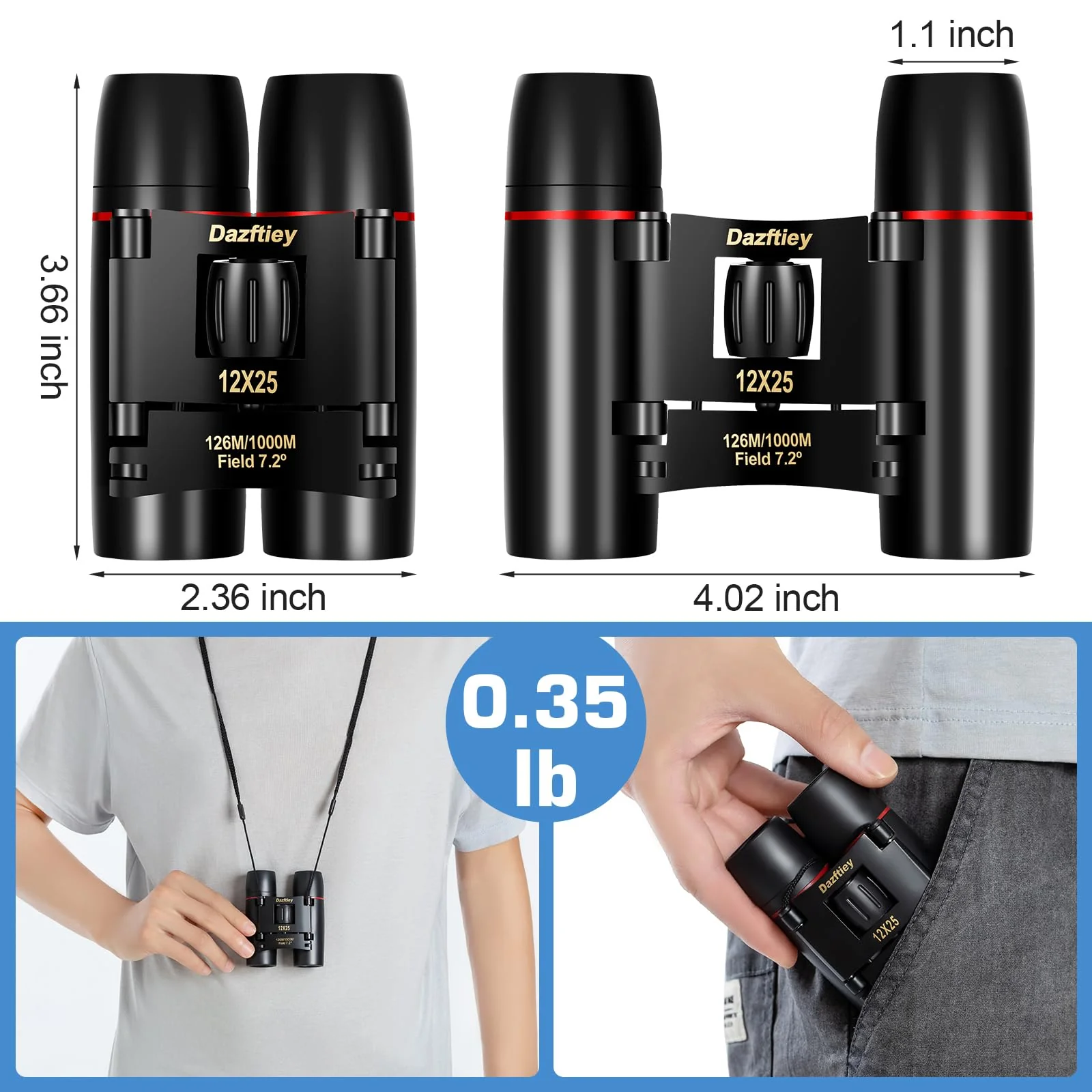 12x25 Small Compact Binoculars for Adults Kids,Mini Lightweight High Powered Binoculars with Clear Vision,Binoculars for Cruise Ship Bird Watching,Travel, Opera Concert - Image 5