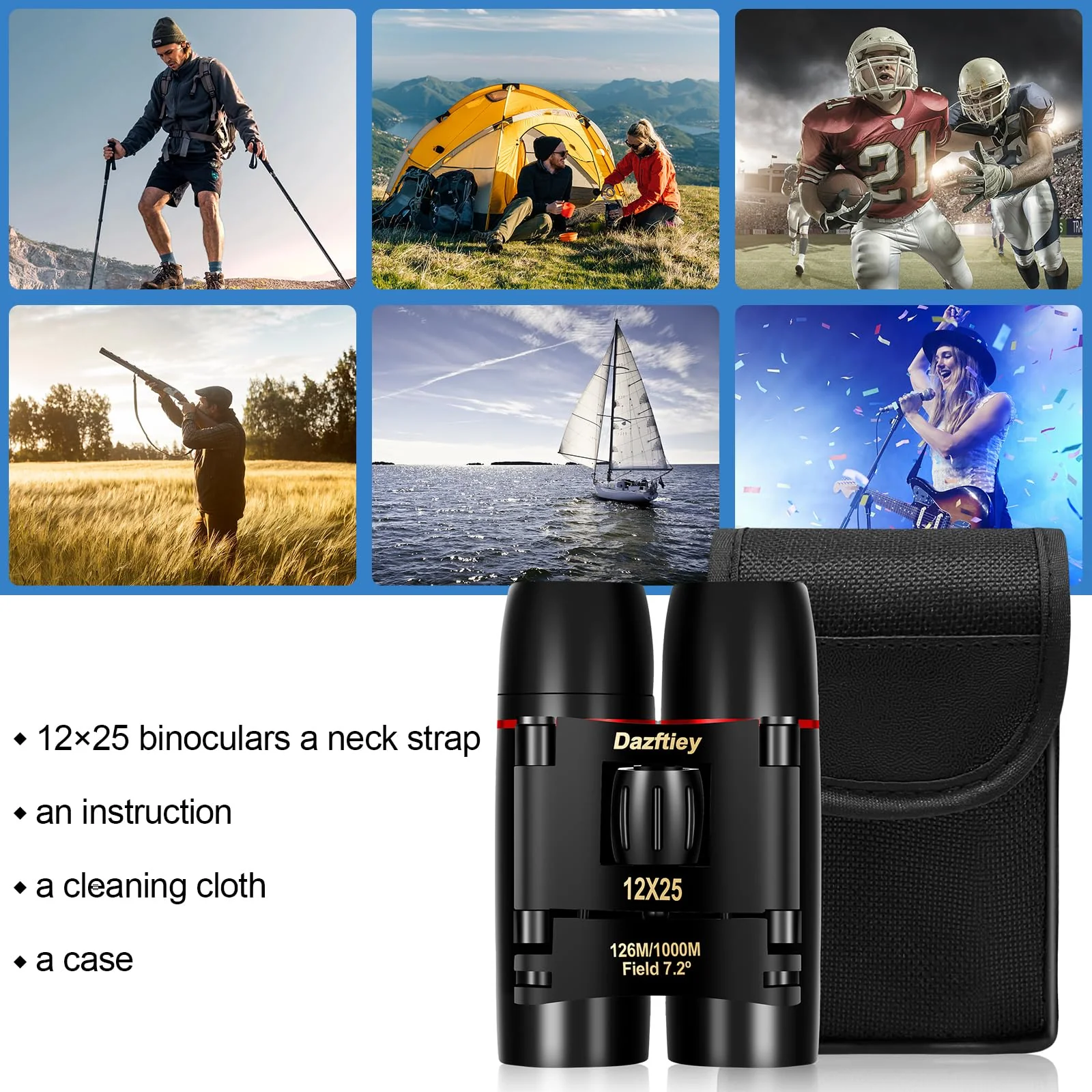 12x25 Small Compact Binoculars for Adults Kids,Mini Lightweight High Powered Binoculars with Clear Vision,Binoculars for Cruise Ship Bird Watching,Travel, Opera Concert - Image 6