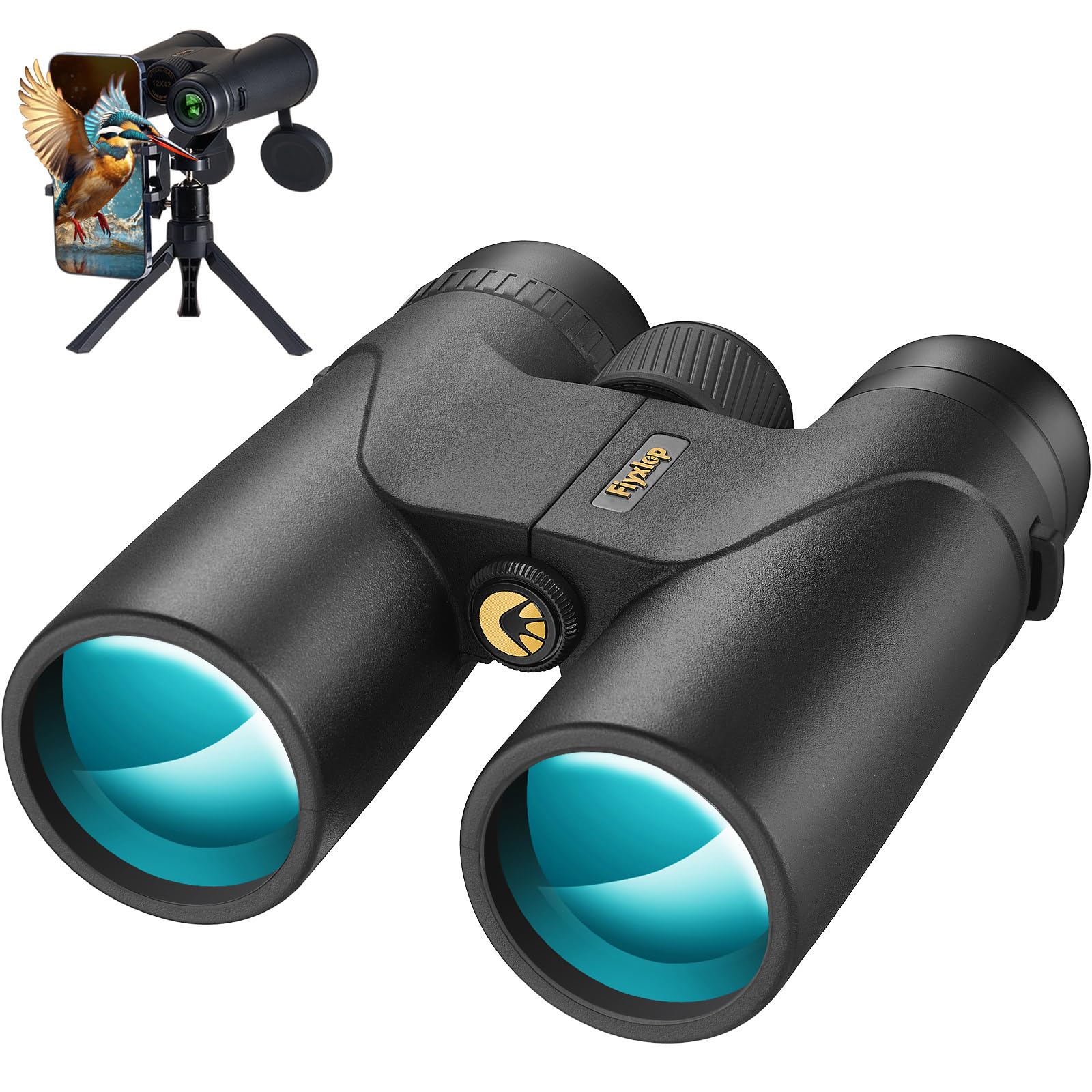 12x42 Binoculars for Adults High Powered, HD Compact Binoculars for Bird Watching with Phone Adapter, Lightweight Travel Binoculars for Cruise Ship, Sports, Concerts, Wildlife, Hiking, Hunting 12x42