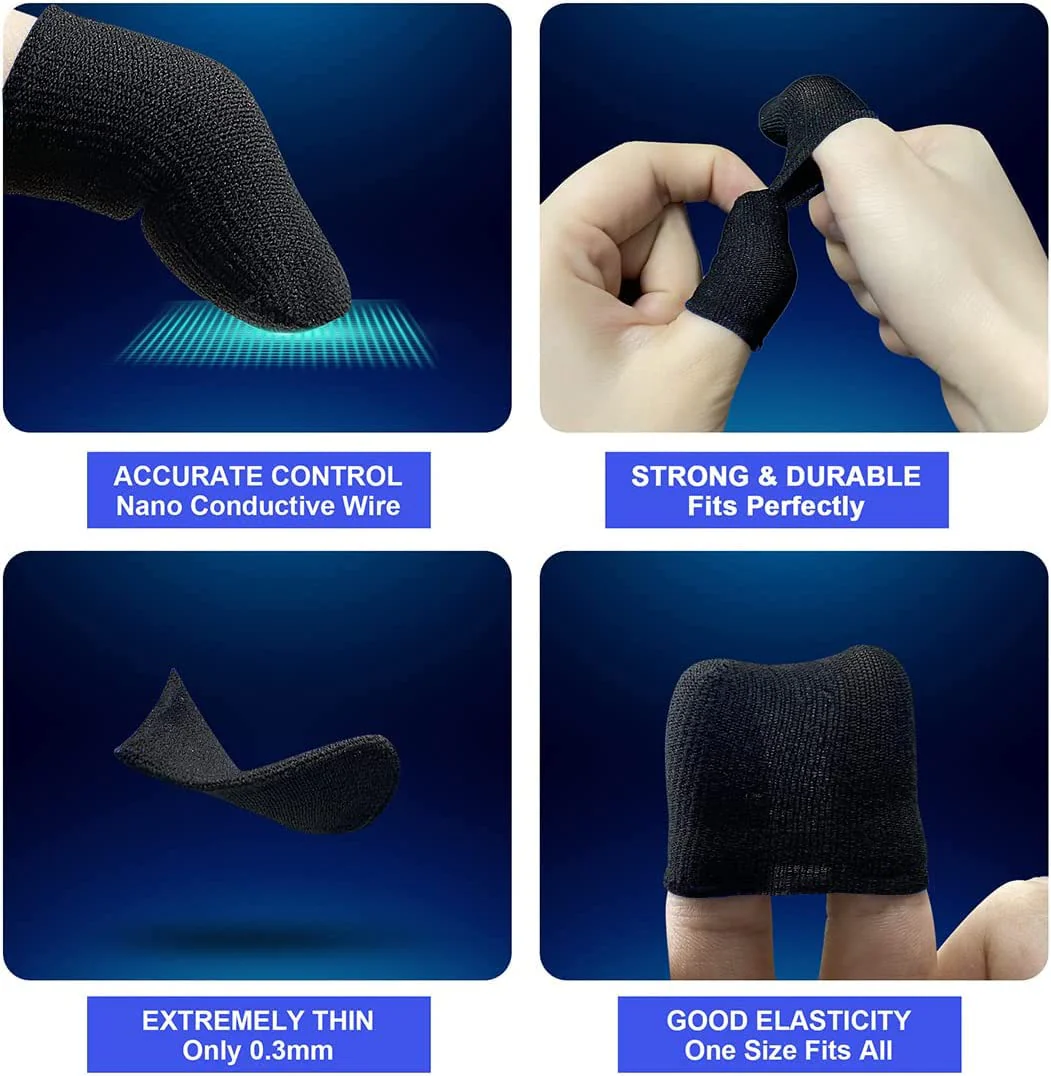 13 in 1 Cell Phone Game Controller for PUBG/Fortnite/Call of Duty Mobile, Mobile Phone L1R1 Triggers for iPhone and Android Phone w/ 9 pcs Mobile Game Finger Sleeve Gloves Black - Image 9