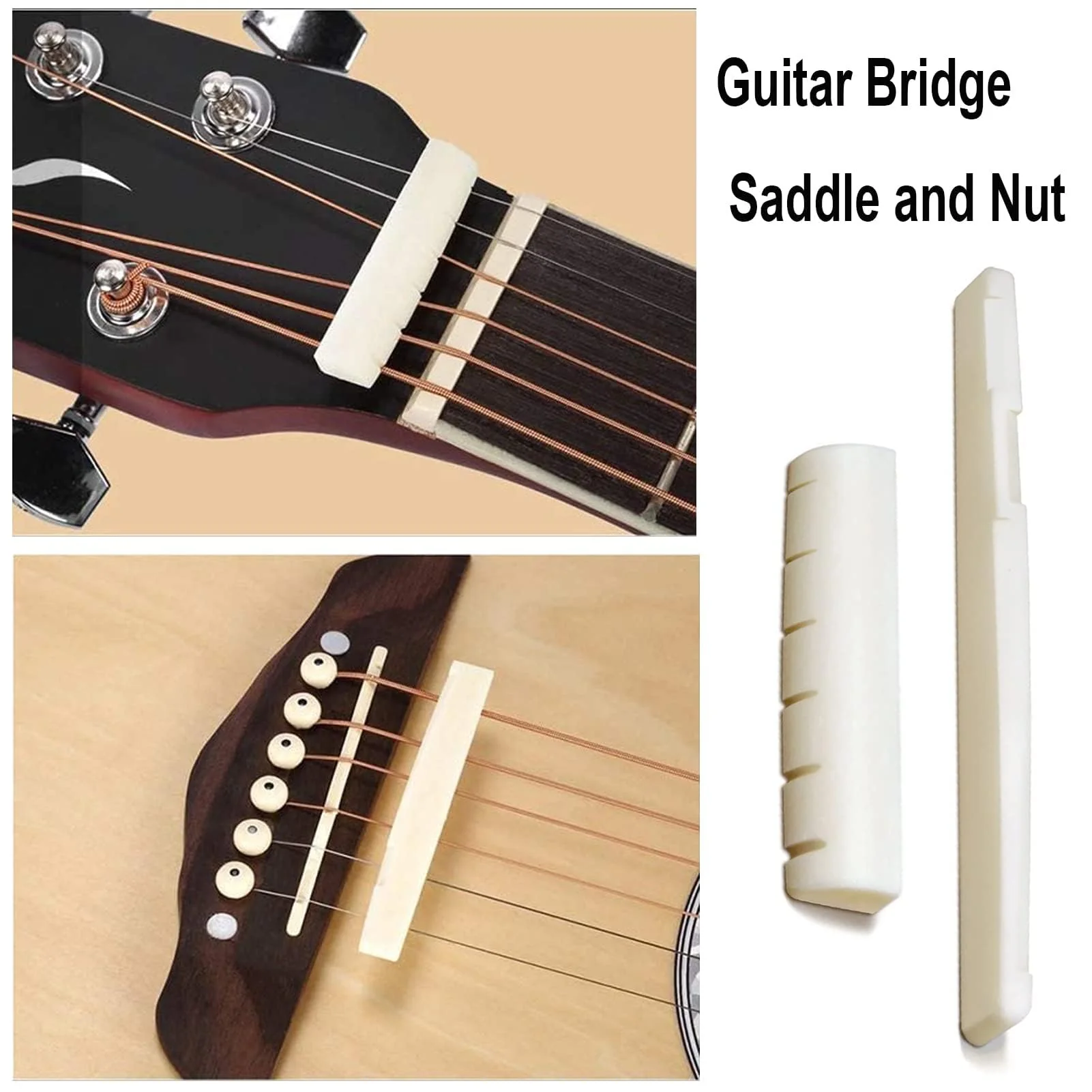 14Pcs Acoustic Guitar Bridge Pins String Pegs Guitar Saddle Nut With 3-In-1 Pin Puller Remover Guitar String Winder And Cutter Guitar Parts Accessories Replacement Tools Kits(white+black) C:14pcs+3-in-1 Pin Puller - Image 3