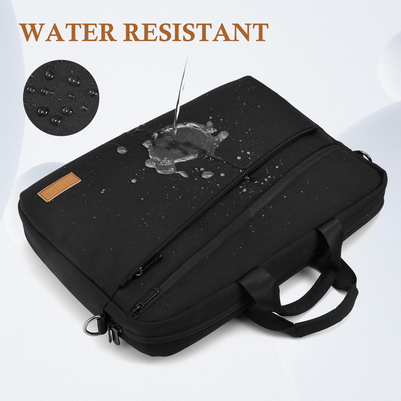 15 15.6 16 inch Laptop Computer PC Shoulder Bag Carrying Case, Water-Repellent Fabric Briefcase, Lightweight Toploader, Business Casual or School 15-16 inch Black - Image 4