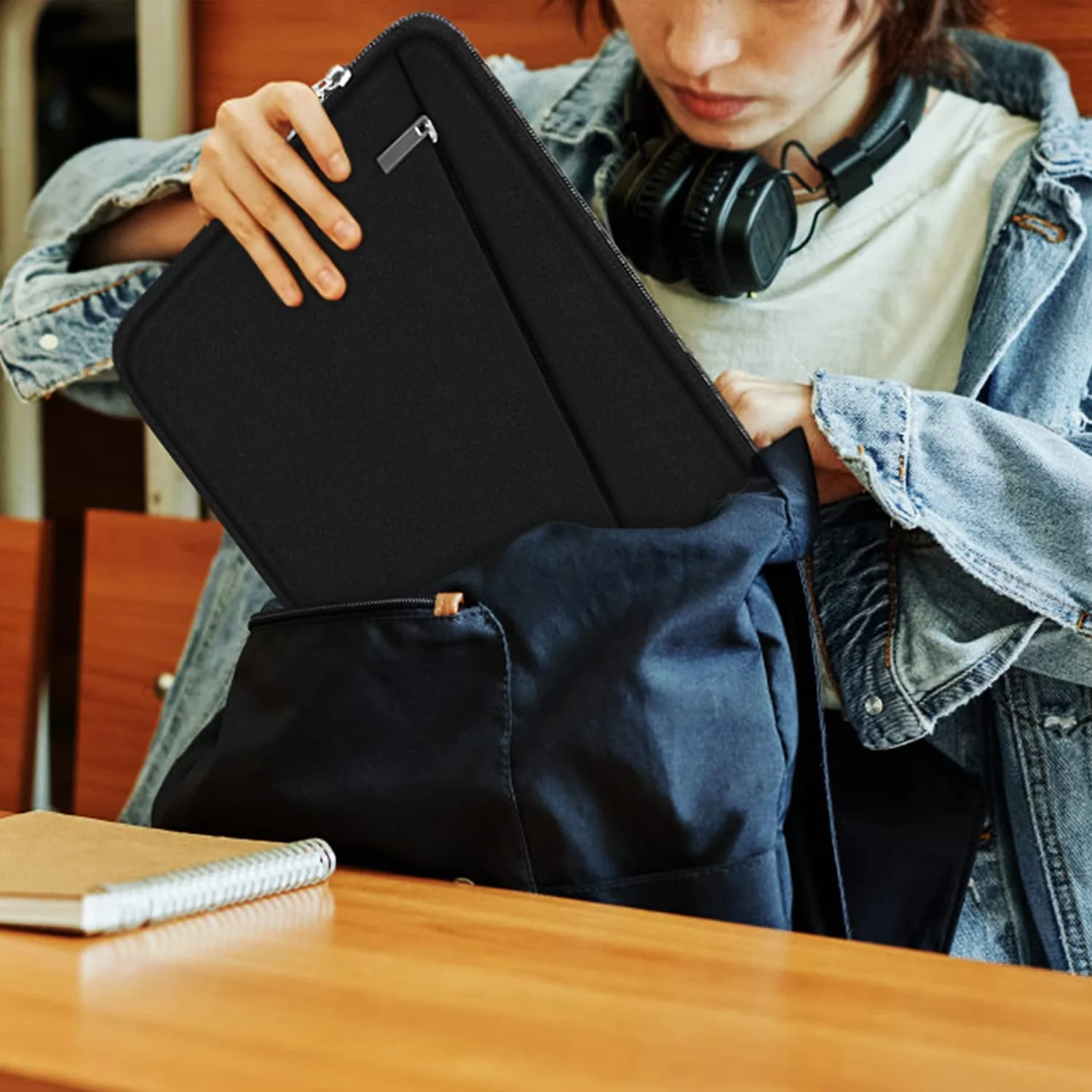 15.6 inch Laptop Sleeve, Durable Computer Carrying Bag Protective Case Briefcase Handbag with Front Pocket, Slim Cover for 15-16 Inch HP, Dell, Lenovo, Asus, Notebook, Black 15.6 Inch - Image 5