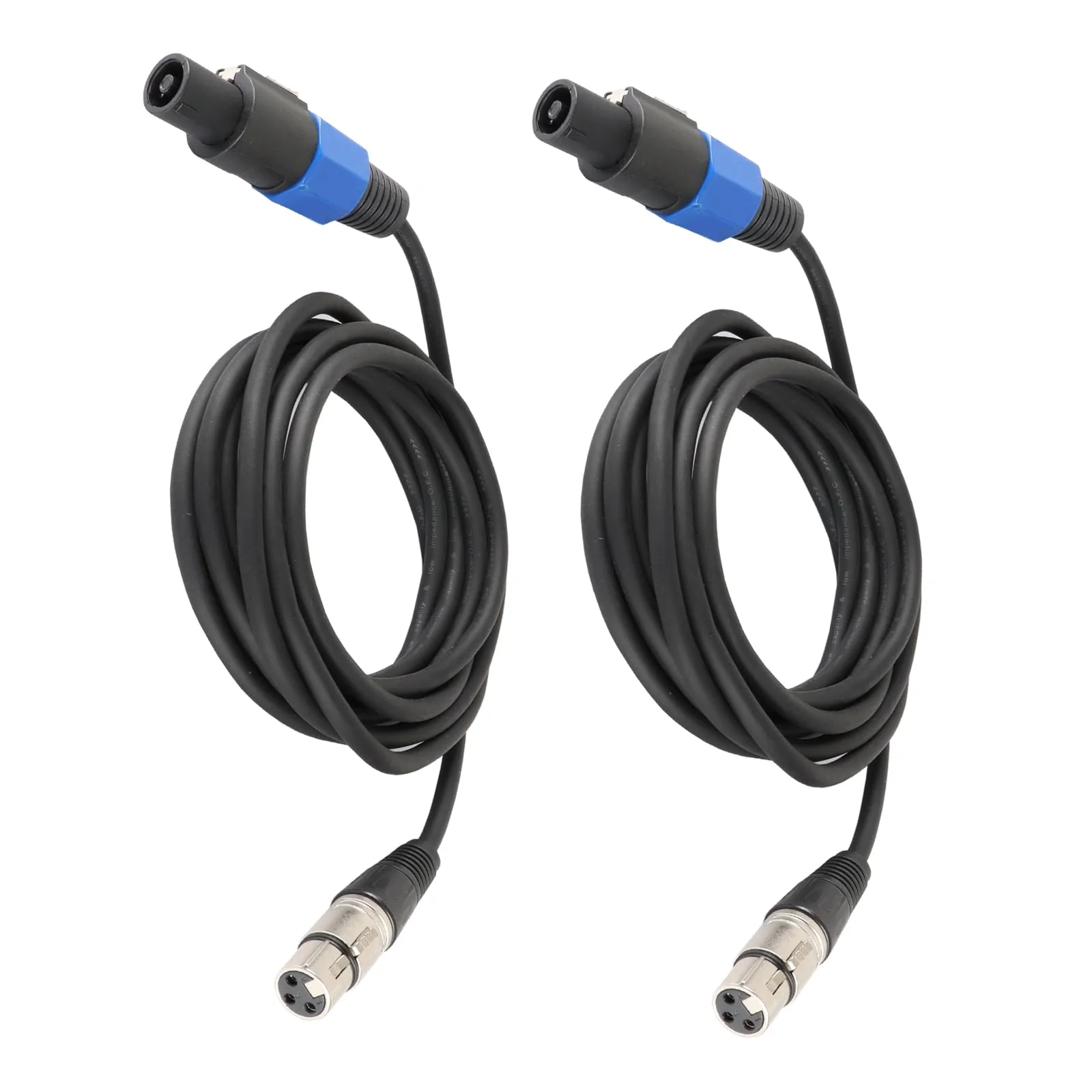 15 Feet Pack of 2 SpeakOn to XLR Cable - 2pcs Speak-On Male to 3 Pole XLR Female Extension Wire - 15ft. DJ PA Stage Audio Jack Microphone 3 Pin Connection Wiring with Twist Lock 15ft. - 2 Packs