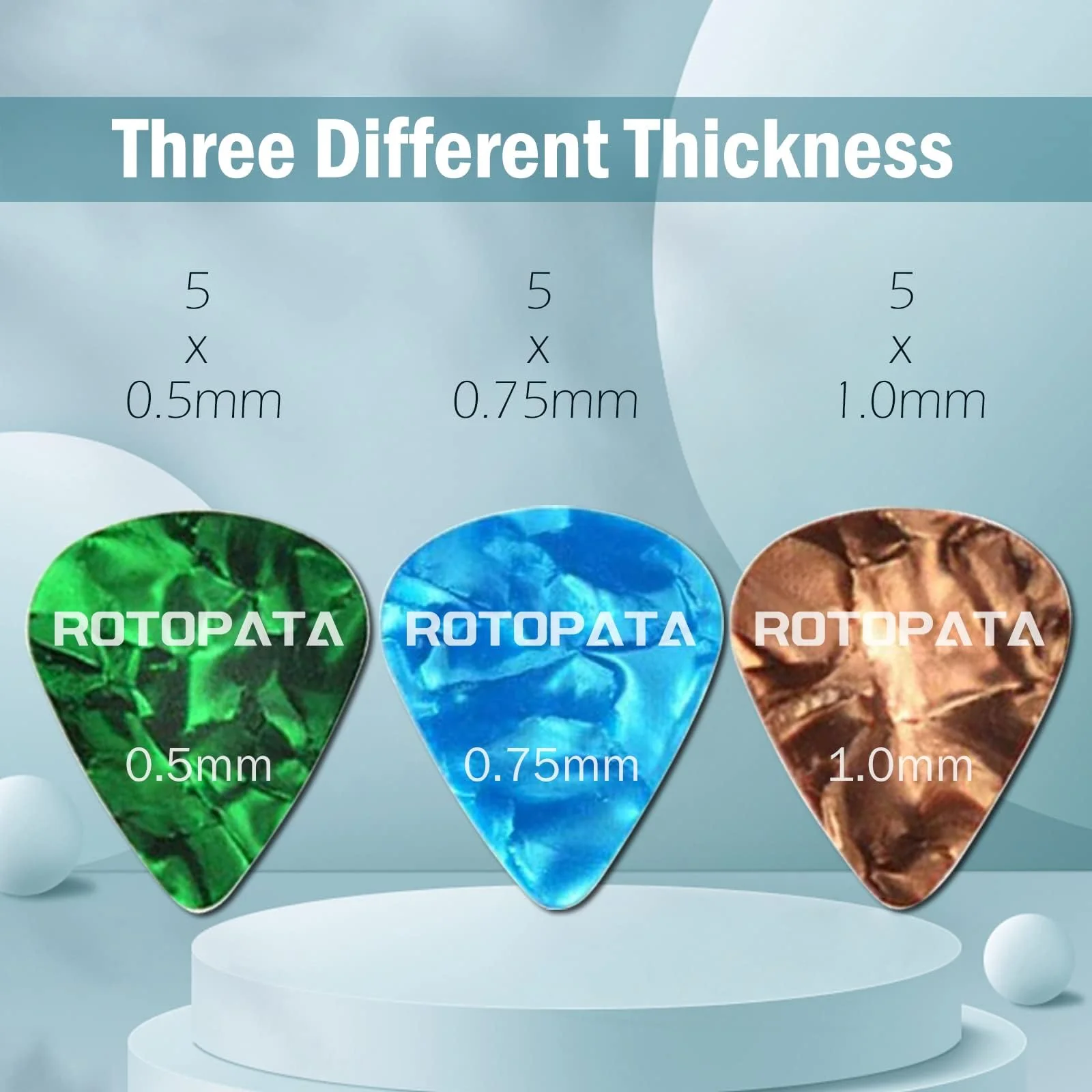 15 Pack Guitar Picks Plectrums with Organizer Storage Box, 0.5 0.75 1.0 mm Includes Thin Medium Heavy Thickness & Variety Colorful Celluloid Plectrums for Bass Electric Acoustic Guitars Ukulele - Image 2