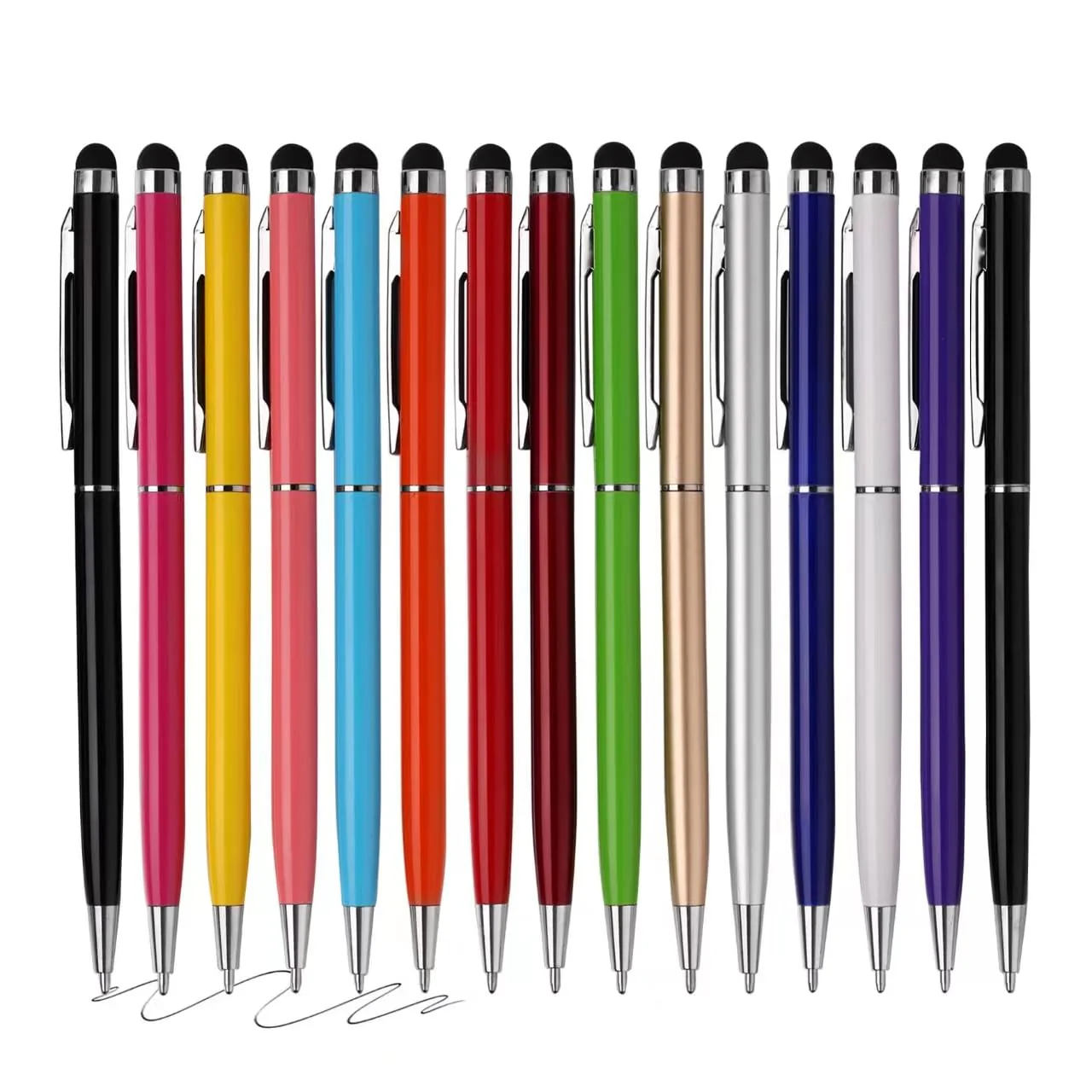 15 Pack Stylus Pens for Touch Screens Stylus Pen Compatible with Phone Tablets Kindle and Black Ink Ballpoint Pens-2 in 1 Stylists pens for Touch Screens Multicolour
