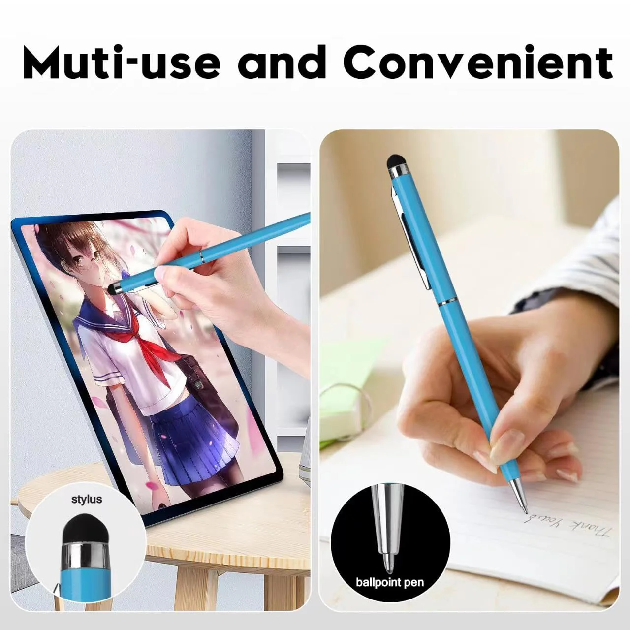 15 Pack Stylus Pens for Touch Screens Stylus Pen Compatible with Phone Tablets Kindle and Black Ink Ballpoint Pens-2 in 1 Stylists pens for Touch Screens Multicolour - Image 3