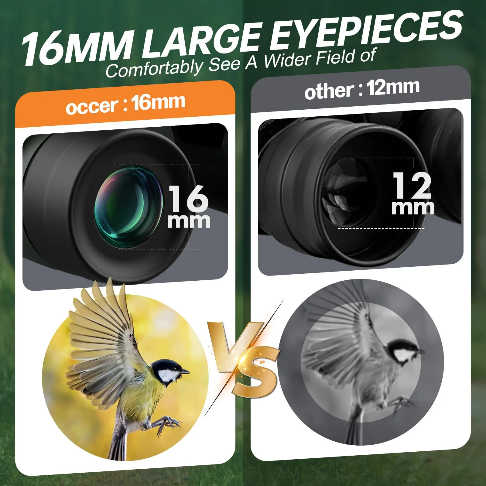15x30 Compact Binoculars for Adults and Kids - Occer Large View High Powered Binoculars for Bird Watching - Lightweight Easy Focus Binoculars with Low Light Vision for Outdoor Hunting Travel 15x30 - Image 3