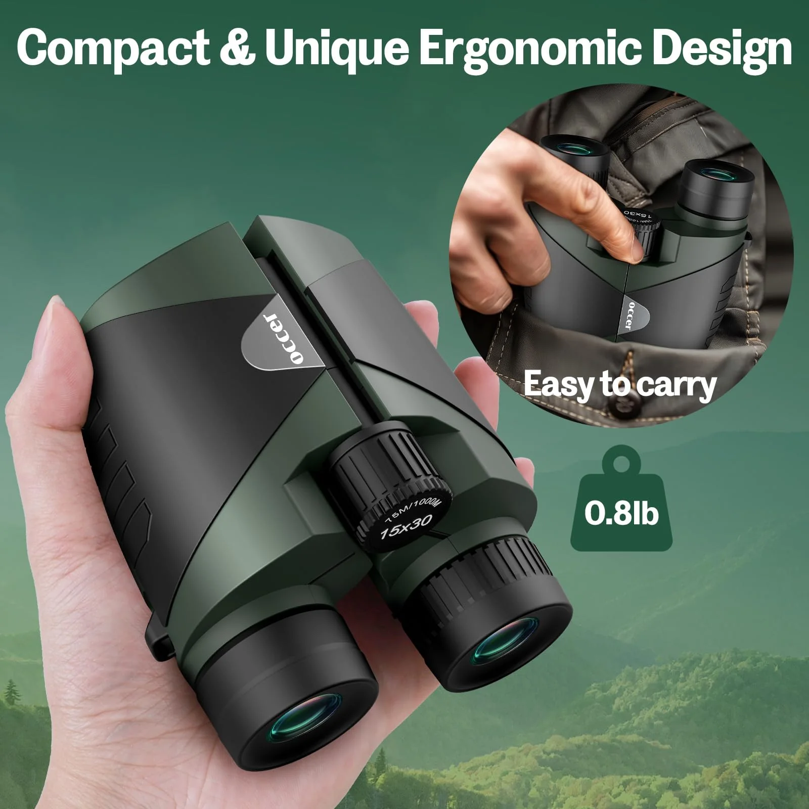 15x30 Compact Binoculars for Adults and Kids - Occer Large View High Powered Binoculars for Bird Watching - Lightweight Easy Focus Binoculars with Low Light Vision for Outdoor Hunting Travel 15x30 - Image 7