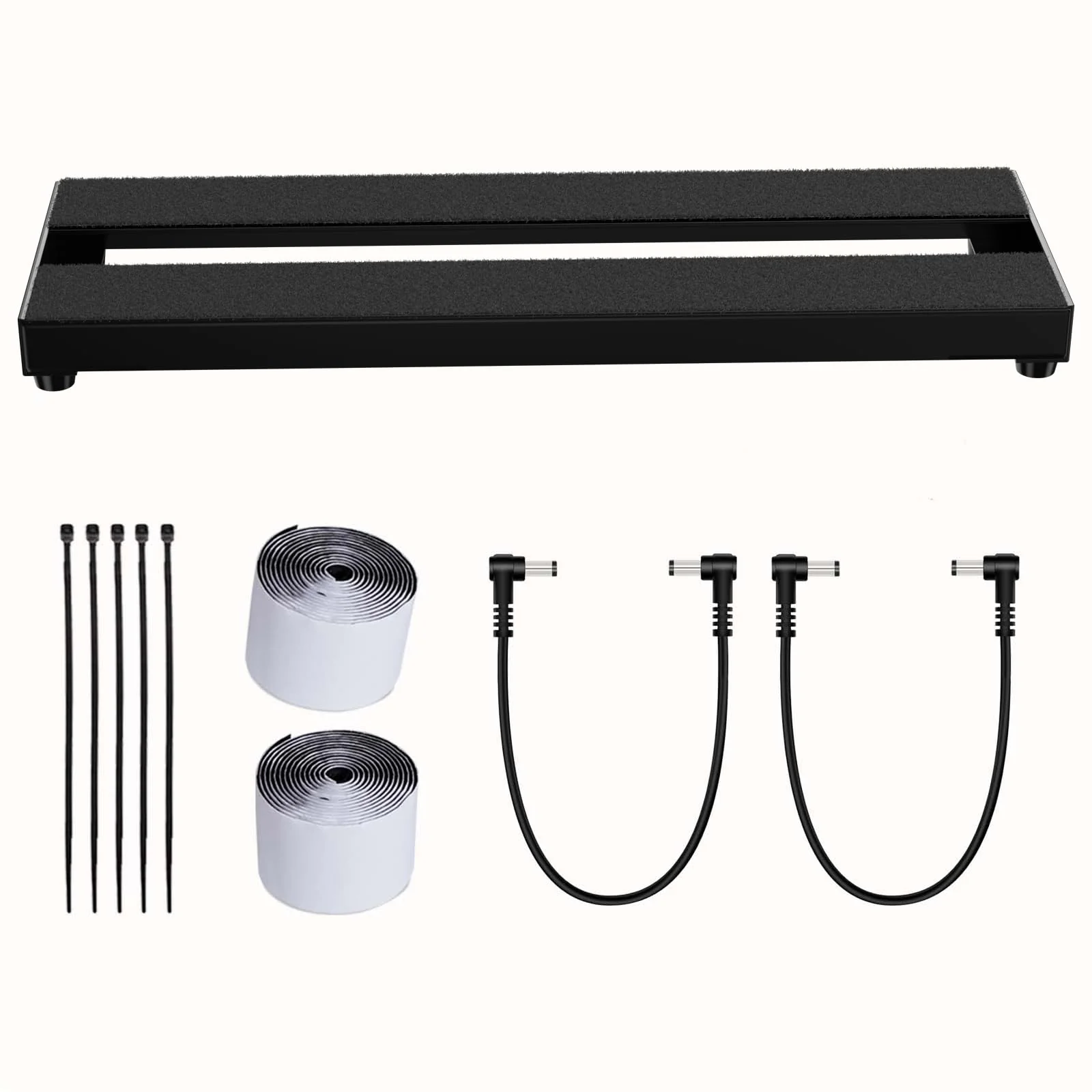 16" Guitar Pedalboard with Tubular Aluminum Frame & Hard-Anodized Finish, Ultra-Sturdy & Scratch-Resistant Portable Board for 3-5 Pedals, Includes Velcro, Power Cables & Zip Ties 16 INCH Black