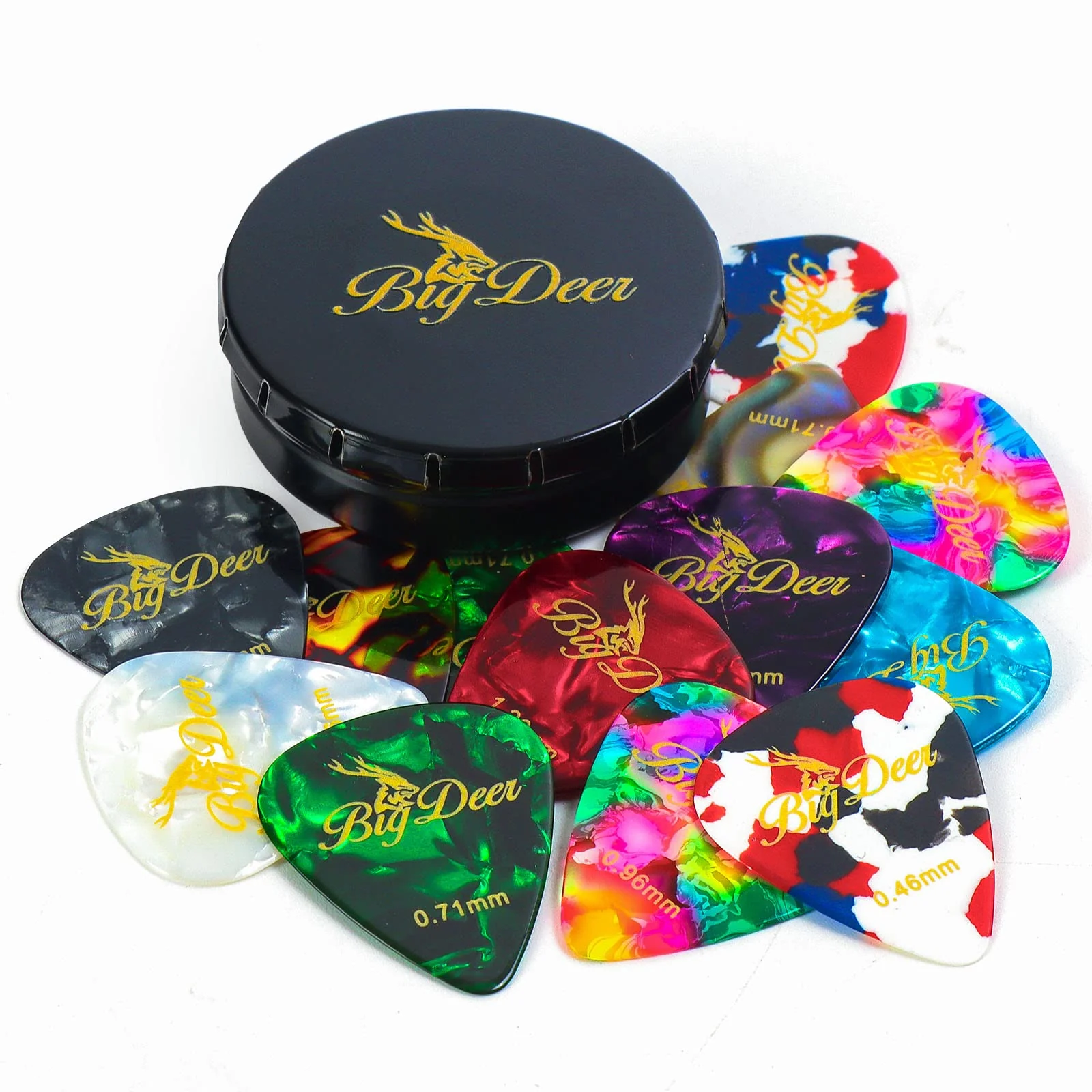 16 pack Celluloid Guitar Picks ,includes Thin,Medium, Heavy & Extra Heavy Picks Plectrums for Acoustic Guitar,Ukulele,Bass Wrapped in tin box 16 Pcs Picks