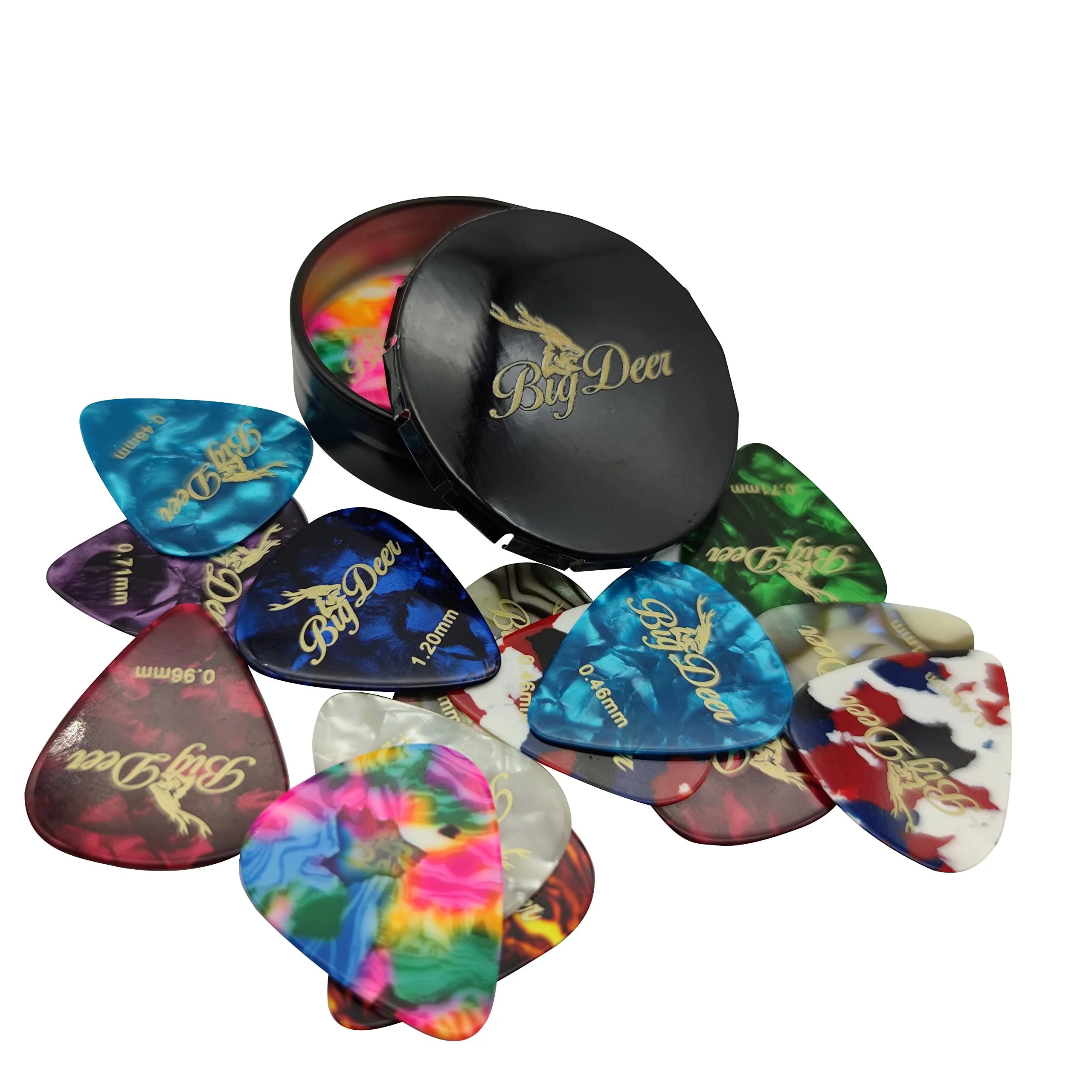 16 pack Celluloid Guitar Picks ,includes Thin,Medium, Heavy & Extra Heavy Picks Plectrums for Acoustic Guitar,Ukulele,Bass Wrapped in tin box 16 Pcs Picks - Image 7