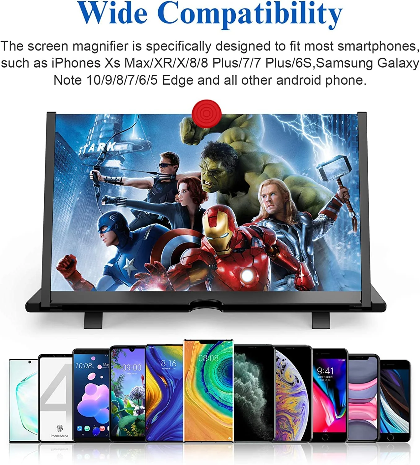 16" Screen Magnifier – 3D HD Cell Phone Magnifing Screen Enlarger Projector for Movies Videos and Gaming – Foldable Phone Stand Holder with Screen Amplifier Compatible with All Smartphones Black -16 Inch - Image 5