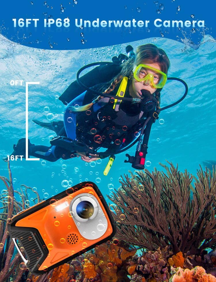 16FT Underwater Camera with Floating Strap and 32G Card, 30MP 18X Zoom Rechargeable Waterproof Camera for Snorkeling Swimming - Image 4