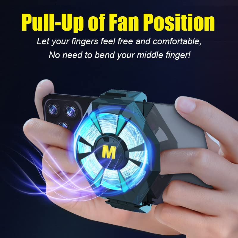 17 in 1 Universal Mobile Phone Cooler Radiator with LED Light Cell Phone Cooling fan, 2pcs L2R2 Mobile Game Controllers Triggers for PUBG/Fortnite/Call of Duty and 12pcs Finger Gloves Sleeves - Image 3