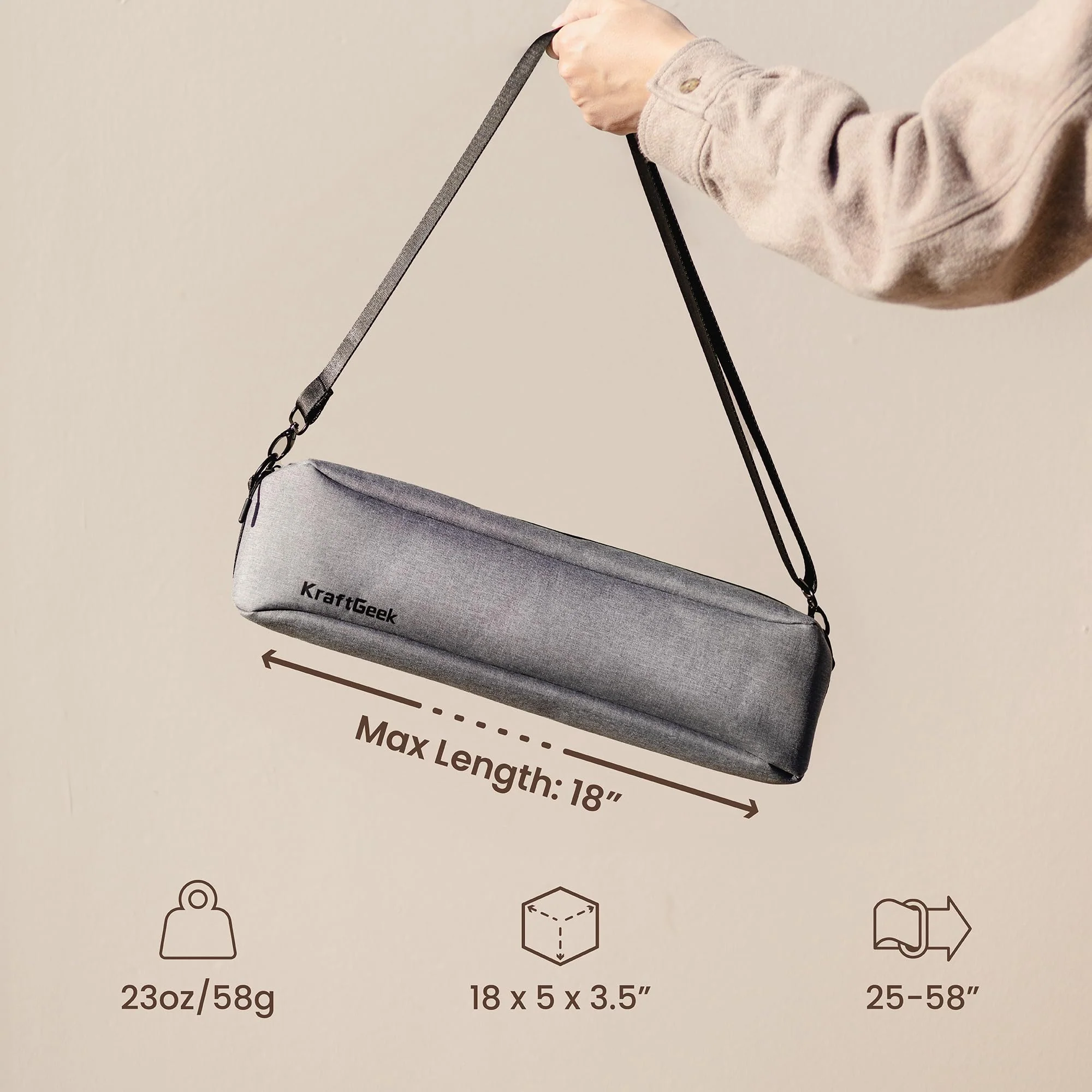 18.5" Music Stand Carrying Case Compatible with KraftGeek Music Stand, Single Compartments with Pockets, Heavy Duty with Adjustable Straps Gray - Image 3
