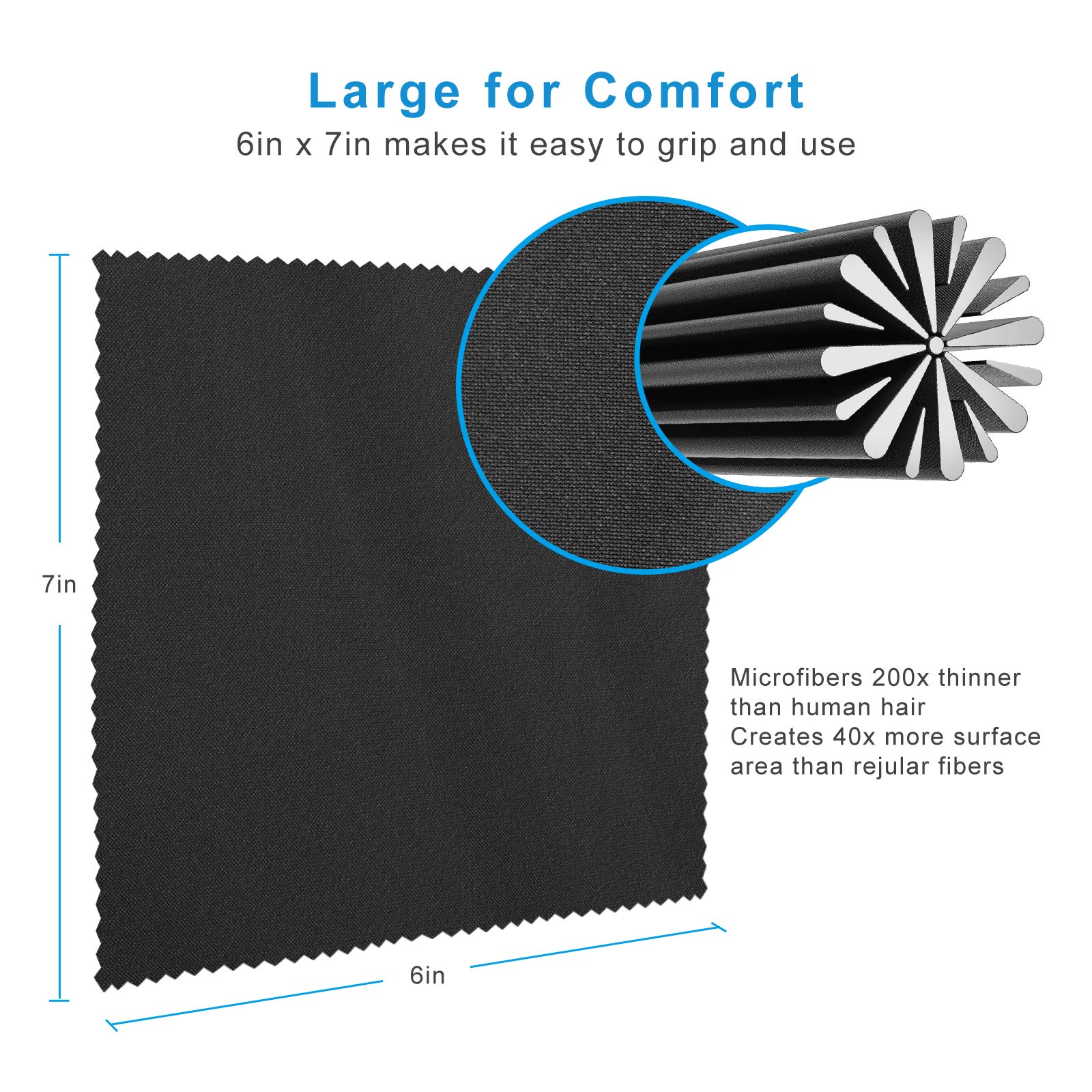 18 Pack Premium Microfiber Cleaning Cloths, Lintfree Fiber Cleaning Cloth for Cleaning Lenses, Glasses, Glass, Screens, Cameras, Cell Phone, Eyeglasses, LCD TV Screens, Tablets and More … … 18 PACK - Image 6