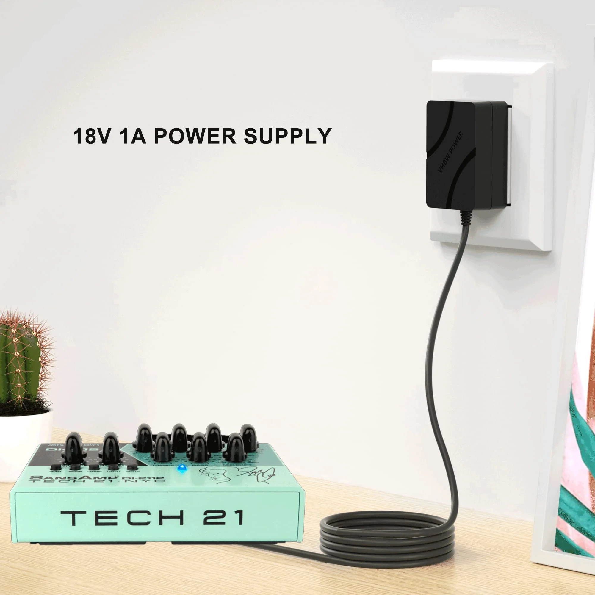 18 Volt Power Supply Replacement for Guitar Pedal Board 18V 1A DC Regulated Power Supply Center Negative Plug - Image 2