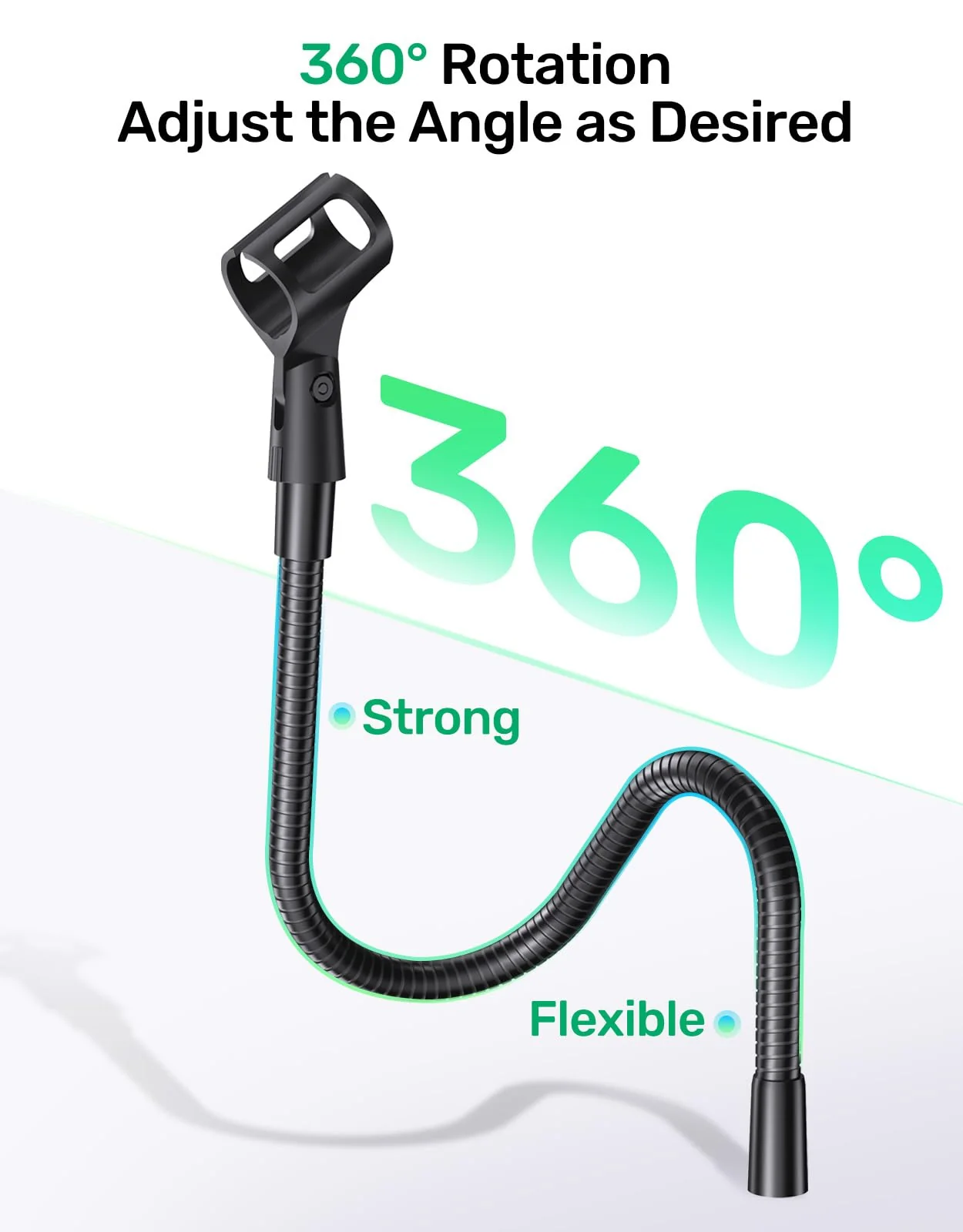 19" Gooseneck Microphone Stand【Heavy Duty】with Desktop Clamp, Flexible Gooseneck Arm, and Dual Mic Holders. Includes 1/4" & 3/8" Adapters. Ideal for Podium, Church, Lecture, and Recording Studio - Image 3