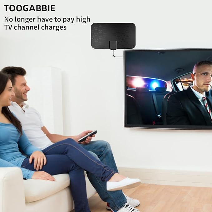1byone Amplified HD Digital TV Antenna - Support 4K 1080p and All Older TV's - Indoor Smart Switch Amplifier Signal Booster - Coax HDTV Cable/AC Adapter (Black) - Image 2