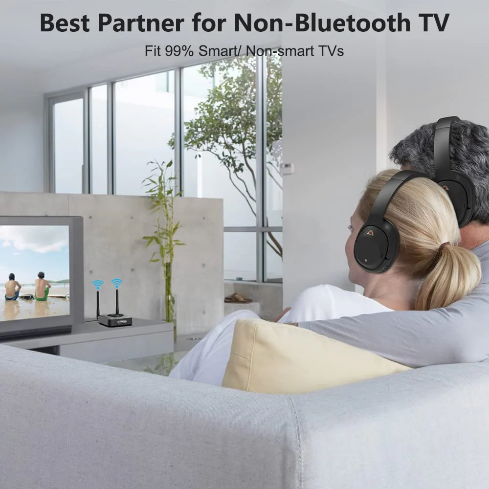 1Mii B06TX+ Long Range Bluetooth 5.2 Transmitter for TV/PC/Projector to 2 Wireless Headphones/Speakers, Bluetooth Adapter for TV w/Screen Display Plug n Play, aptX Low Latency & HD Audio B06TX+ - Image 3