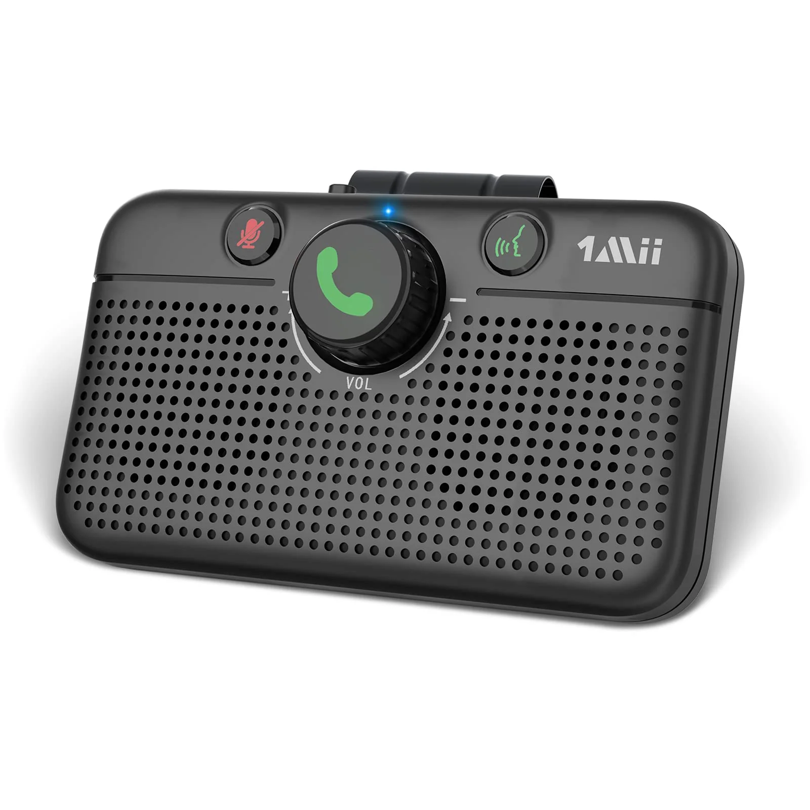 1Mii Bluetooth 5.3 Car Speaker, Handsfree Bluetooth Speakerphone for Cell Phone, Motion Auto On, Support Siri Google Voice Assistant for Android and iOS, Bluetooth 5.3 Car Kit with Visor Clip MK02