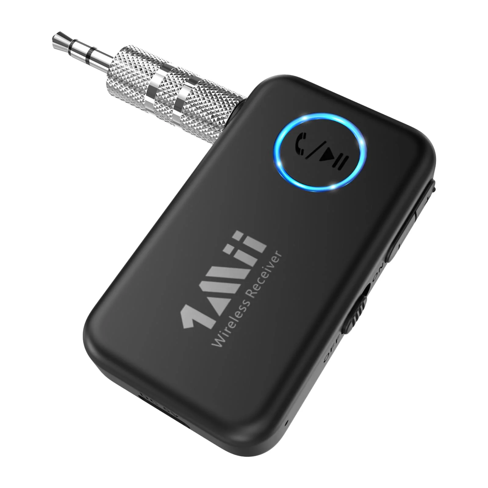 1Mii Bluetooth 5.3 Music Receiver for Car/Home Stereo, Aux Bluetooth Adapter for Car with Volume Control Supports Hands Free Calls, 16H Battery Life
