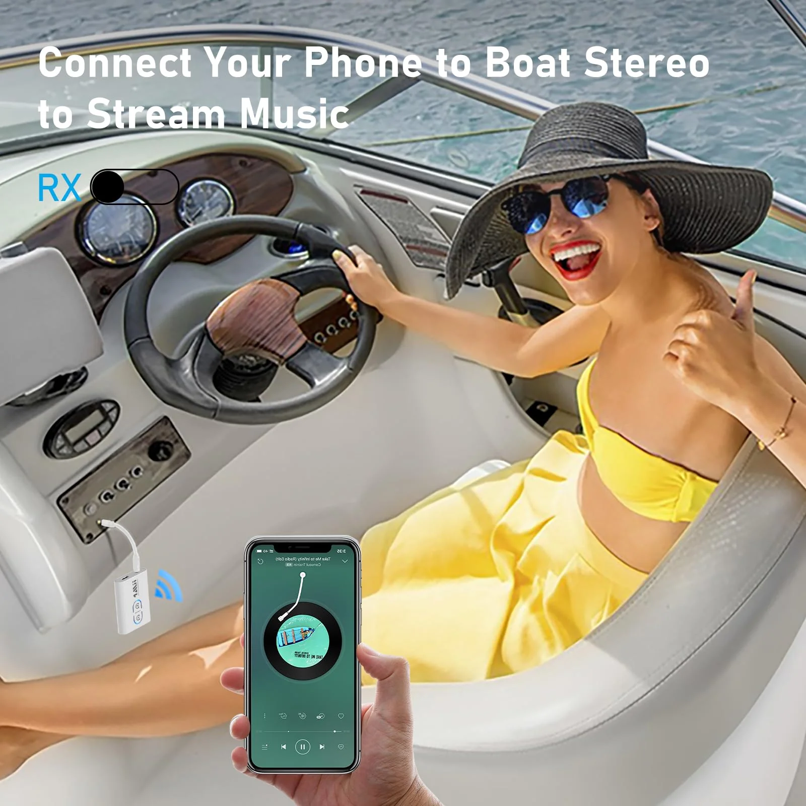 1Mii Bluetooth Transmitter Receiver for TV/Airplane to Headphones, Bluetooth 5.3 AUX/RCA Audio Adapter with AptX Adaptive/Low Latency/HD Audio, Dual Link, Wireless Receiver for Home Stereo, Boat, Gym White - Image 6