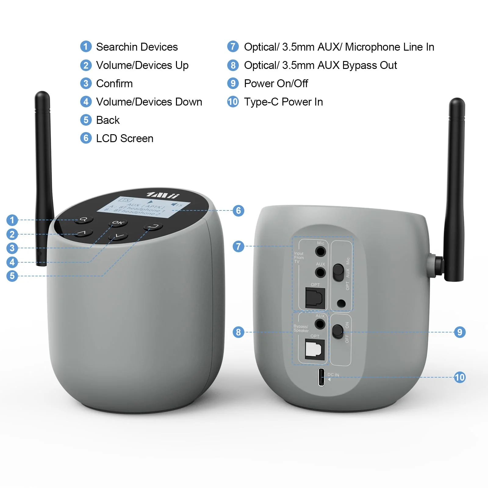 1Mii DS70 Bluetooth 5.2 Audio Transmitter for TV to Wireless Headphone/Speaker, LED Display, 100% TV Compatibility Delivers - Image 7