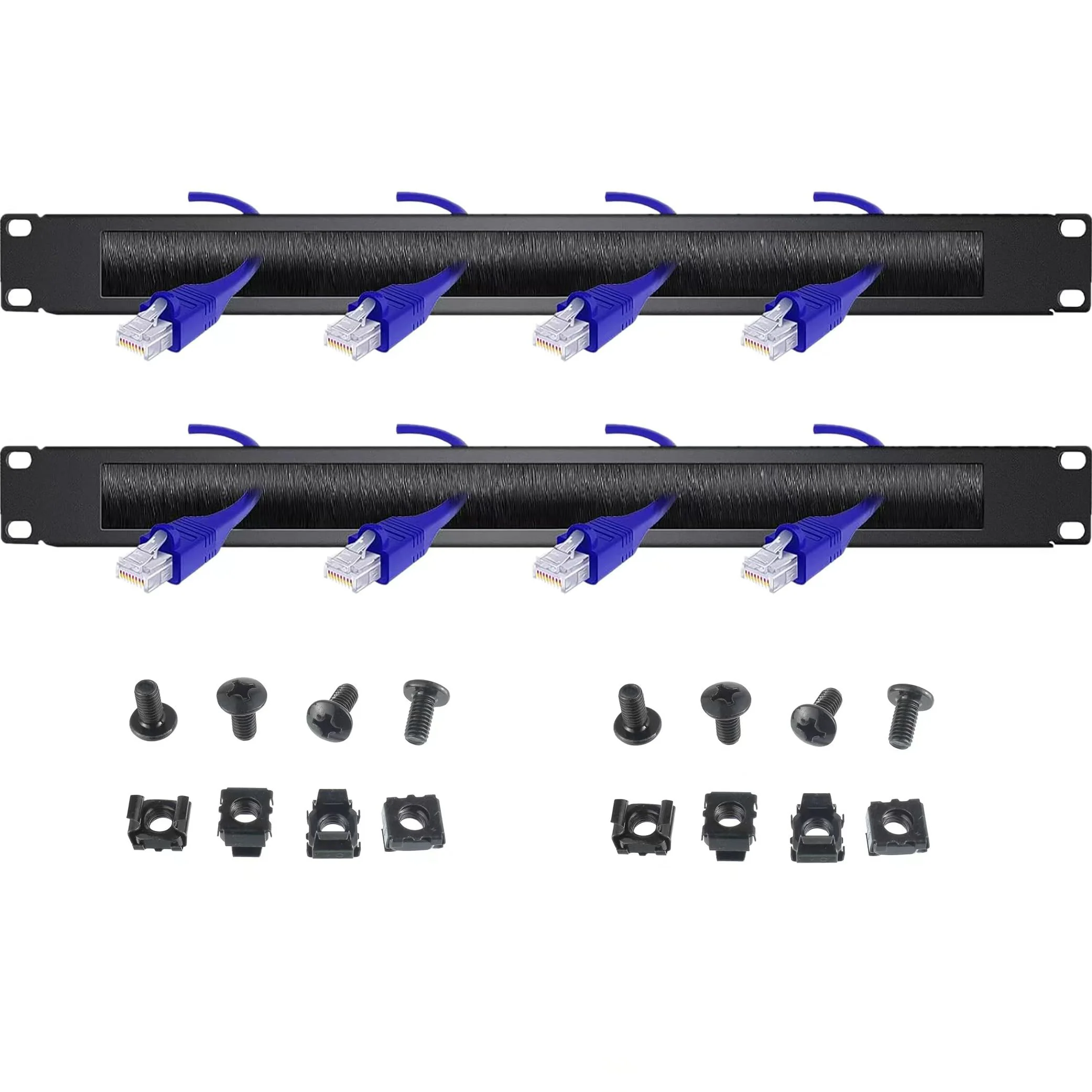1U Brush Panel (2 Pack) 19 inch Rackmount Strip Cable Management Spacer for Network Server Rack Cabinet Enclosure - High Density Filler (Increased Airflow - Decreased Dust Acumulation)