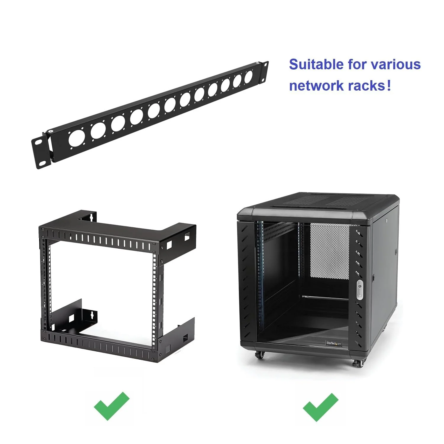 1U Hinged D-Series 12 Connectors Punch-out Component Panel for 19 inches Sound, AV, Computer -Equipment Racks- Patch Panel Compatible with XLR, HDMI (1U12D) - Image 3