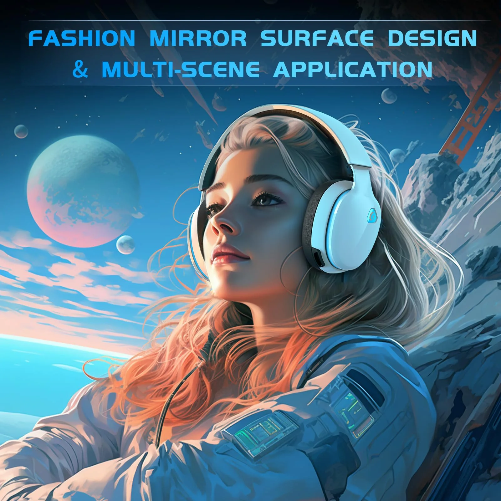 2.4GHz Wireless Gaming Headset for PC, PS4, PS5, Mac, Nintendo Switch, Bluetooth 5.2 Gaming Headphones with Noise Canceling Microphone, Stereo Sound, ONLY 3.5mm Wired Mode for Xbox Series-White White - Image 8