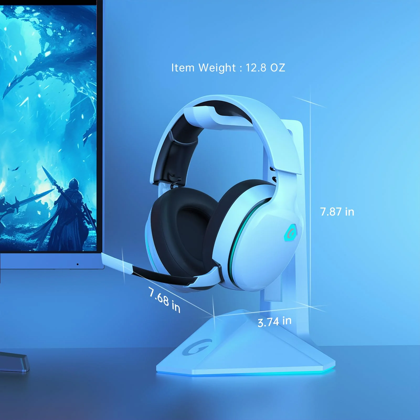 2.4GHz Wireless Gaming Headset for PC, PS4, PS5, Mac, Nintendo Switch, Bluetooth 5.2 Gaming Headphones with Noise Canceling Microphone, Stereo Sound, ONLY 3.5mm Wired Mode for Xbox Series-White White - Image 9