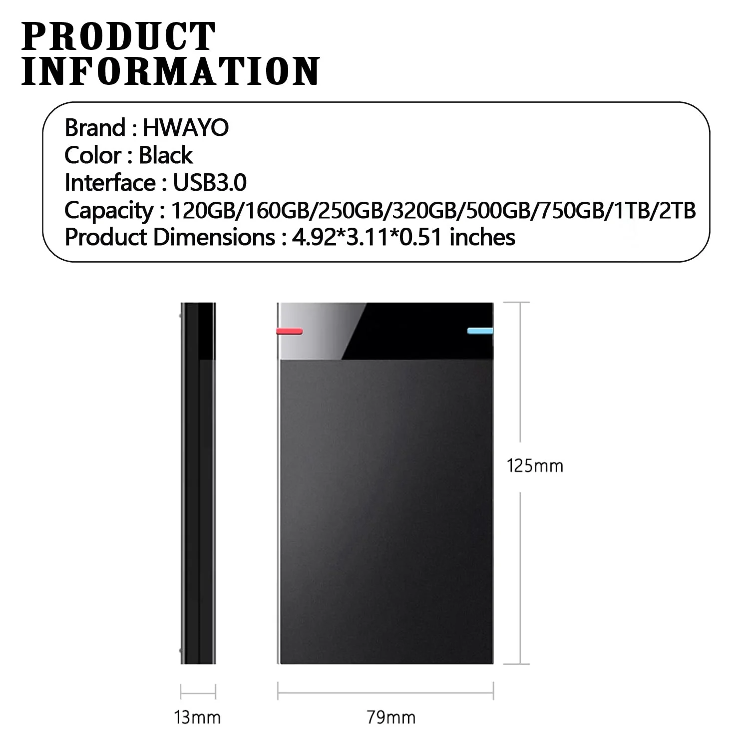 2.5'' 120GB Ultra Slim Portable External Hard Drive USB3.0 HDD Storage for PC, Desktop, Laptop, MacBook, Chromebook - Image 7