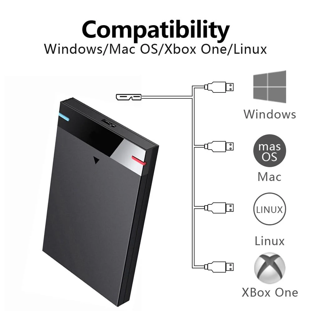 2.5'' 250GB Ultra Slim Portable External Hard Drive USB3.0 HDD Storage for PC, Desktop, Laptop, MacBook, Chromebook, Xbox One - Image 2