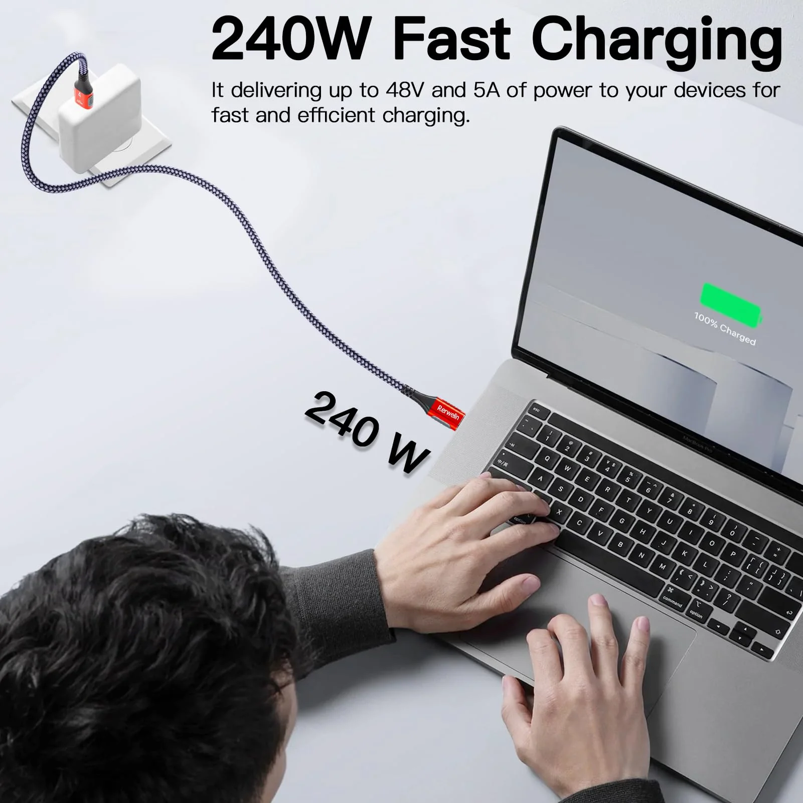 2.6 FT for Thunderbolt 4 Cable 240W, 40Gbps USB 4 Cable with PD 3.1, 8K@60Hz, 4K@144Hz USB C Cable for iPhone 16/15, Thunderbolt 3, Docking, eGPU, SSD, Surface Pro, MacBook Pro 2.6FT - Image 3