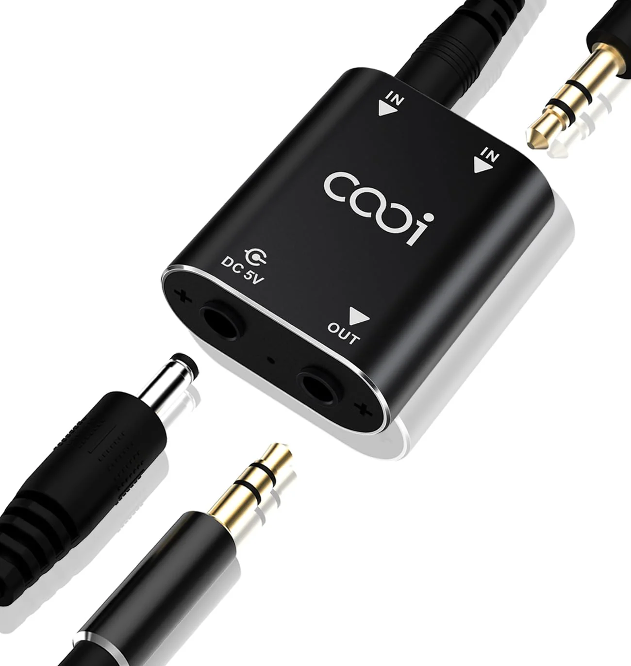 2 Channel Stereo Audio Mixer - Metal Shell, AUX Interface Support 2 In 1 Out Mini Stereo Sound Mixer Includes 1-Meter Audio Cables - For PC, Phone, Laptop, Headphones