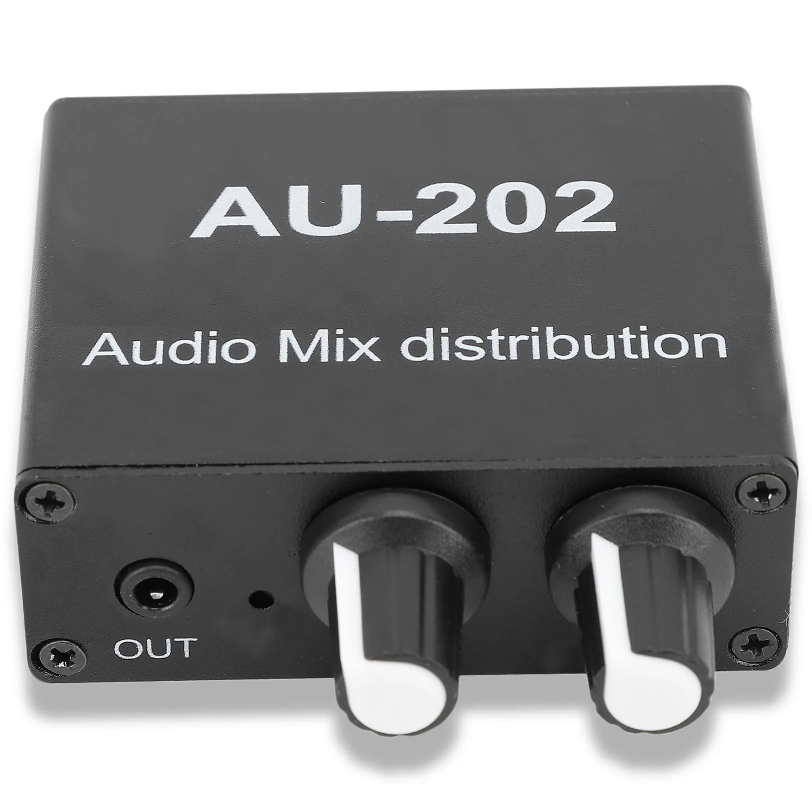 2 Channel Stereo Mixer, 2 in 2 Out Low Noise Independent Volume Control 3.5mm Small Sound Mixer for Headphone DC 5‑24V