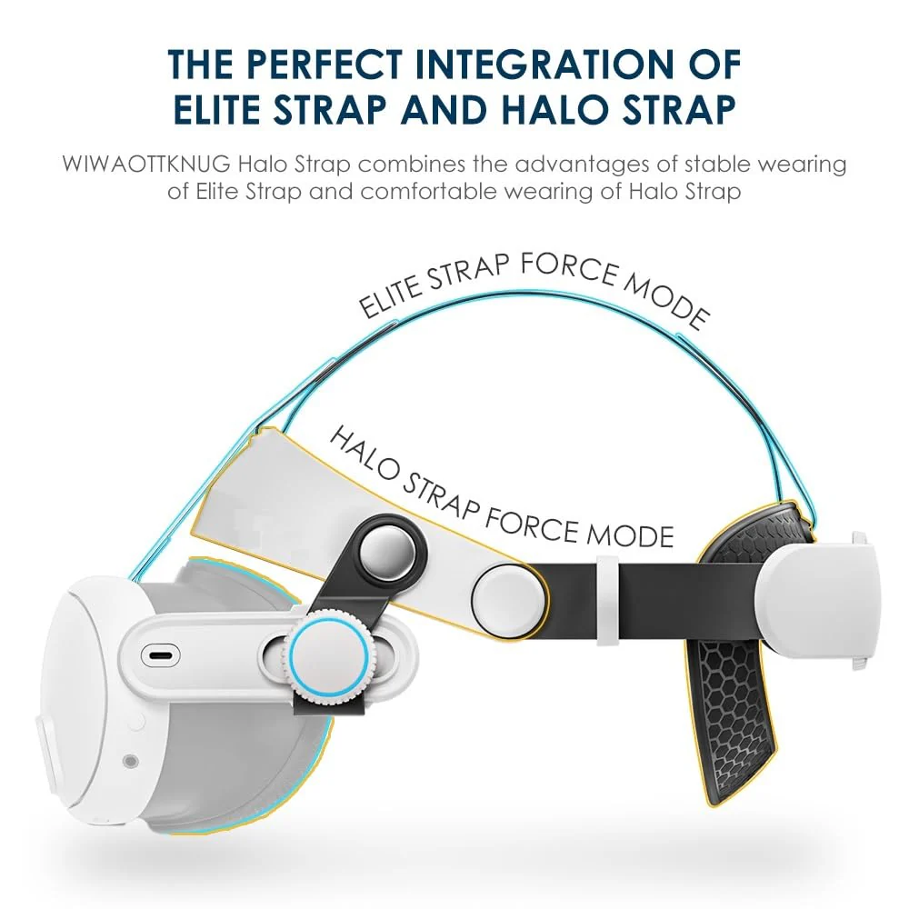 2-in-1 Halo Elite Head Strap Compatible with Meta Quest 3 Experience VR/MR Adjustable Knob Oculus Quest3 Accessories - Image 5