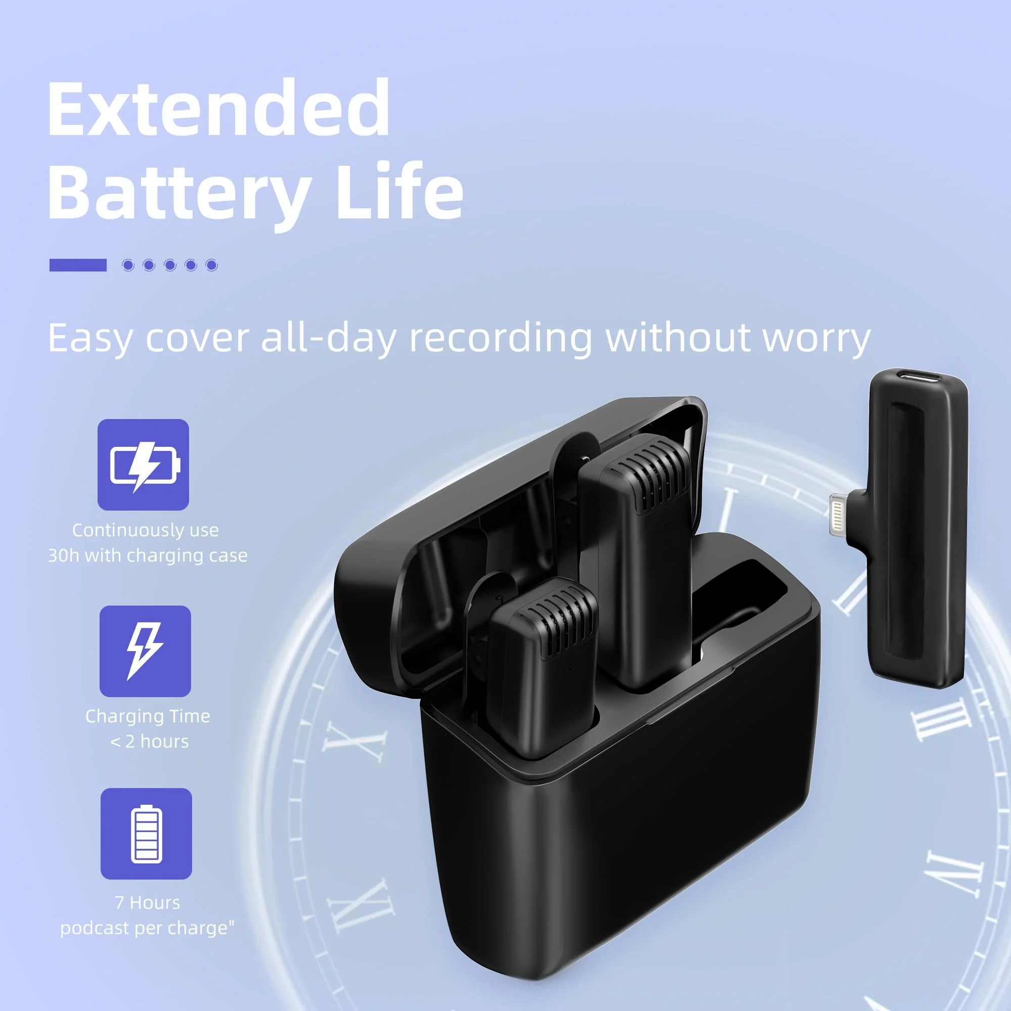 2-in-1 Wireless Lavalier Microphone for iPhone iPad with Charging Case - Mini Microphone Lapel Mic for Video Recording - Tiny Clip on Microphone Phone Mic for Podcast Camera Vlogging YouTube Tiktok 2 in 1 Microphone for iPhone - Image 2