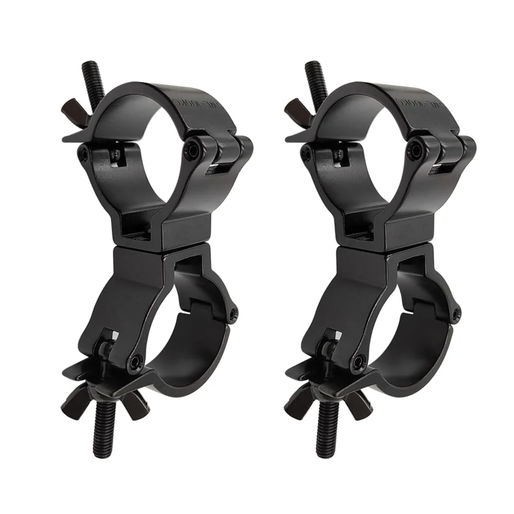 2 Inch Dual Truss Swivel Coupler Fit For 1.89-2inch OD Pipe Heavy Duty Aluminum Alloy 220 LBs Stage Lighting Clamp 2Pack Black