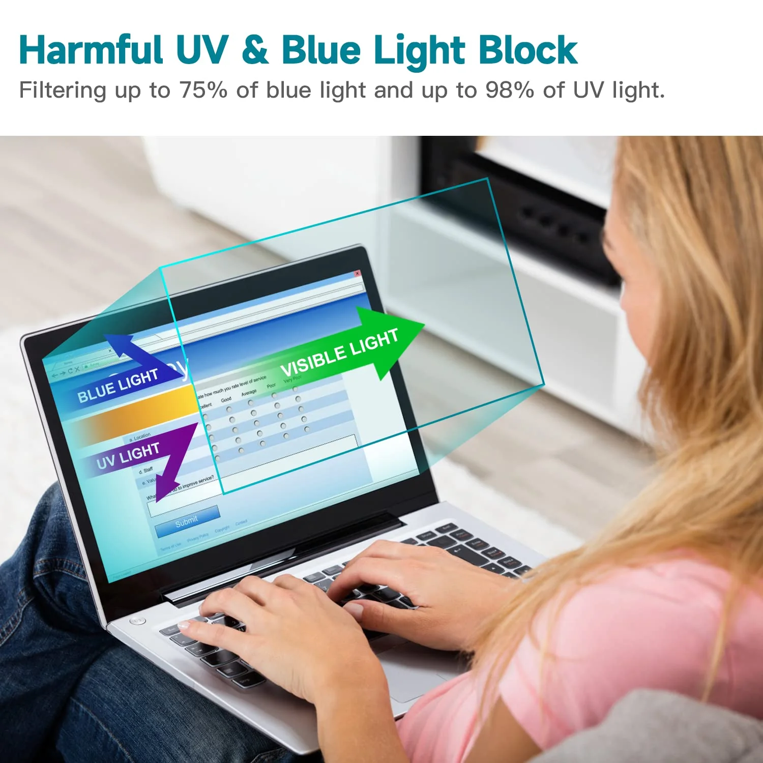2 Pack 16 Inch Anti Blue Light Screen Protector for Lenovo/Dell/HP/ASUS/LG, Reduce Eye Strain Anti Glare Blue Light Blocking Screen Protector for 16’’ with 1920x1200 Resolution Laptop 16" 16:10 Aspect Laptop - Image 2